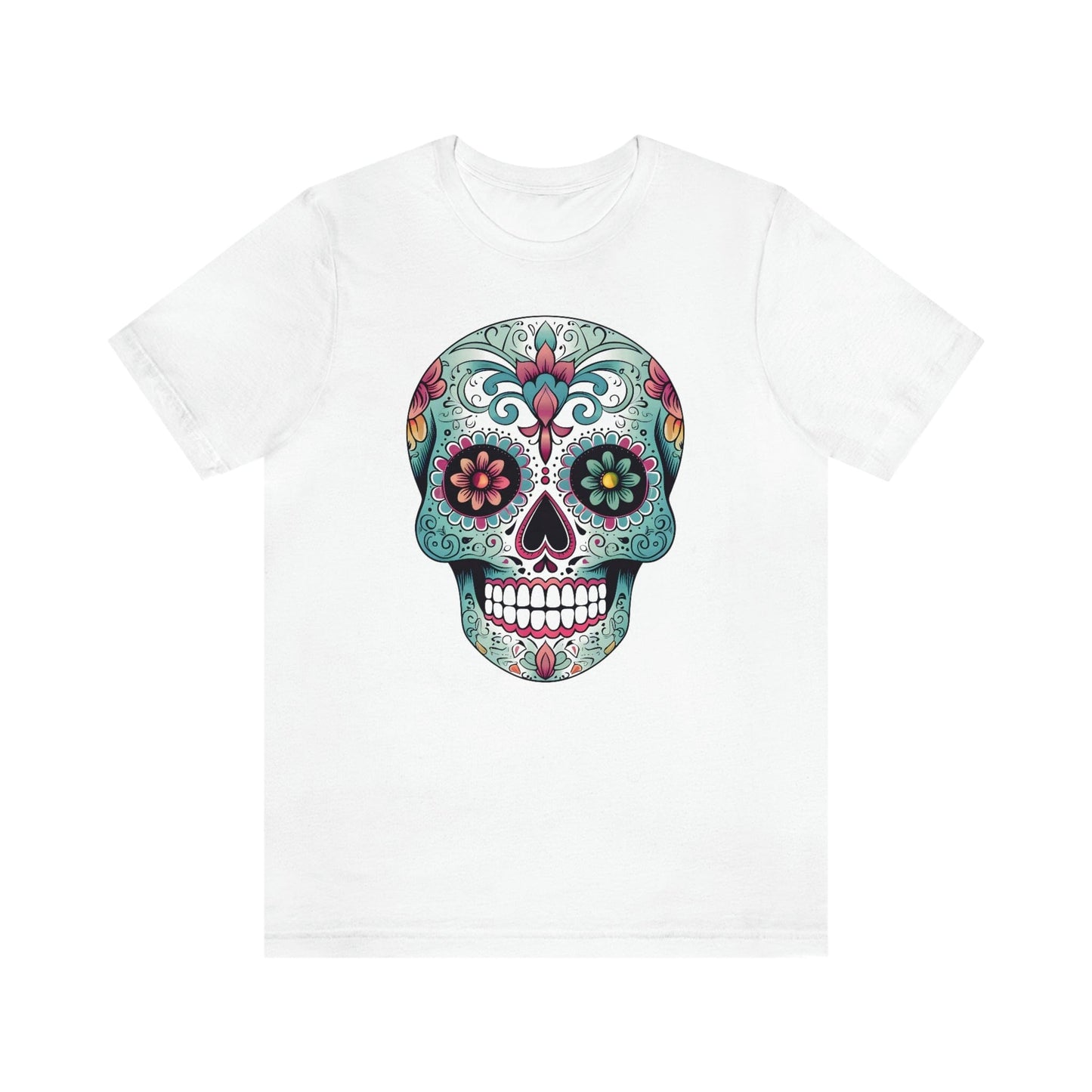 Unisex Mexican Calavera Skull T-Shirt- Authentic Day of the Dead Design T-Shirt Printify XS White