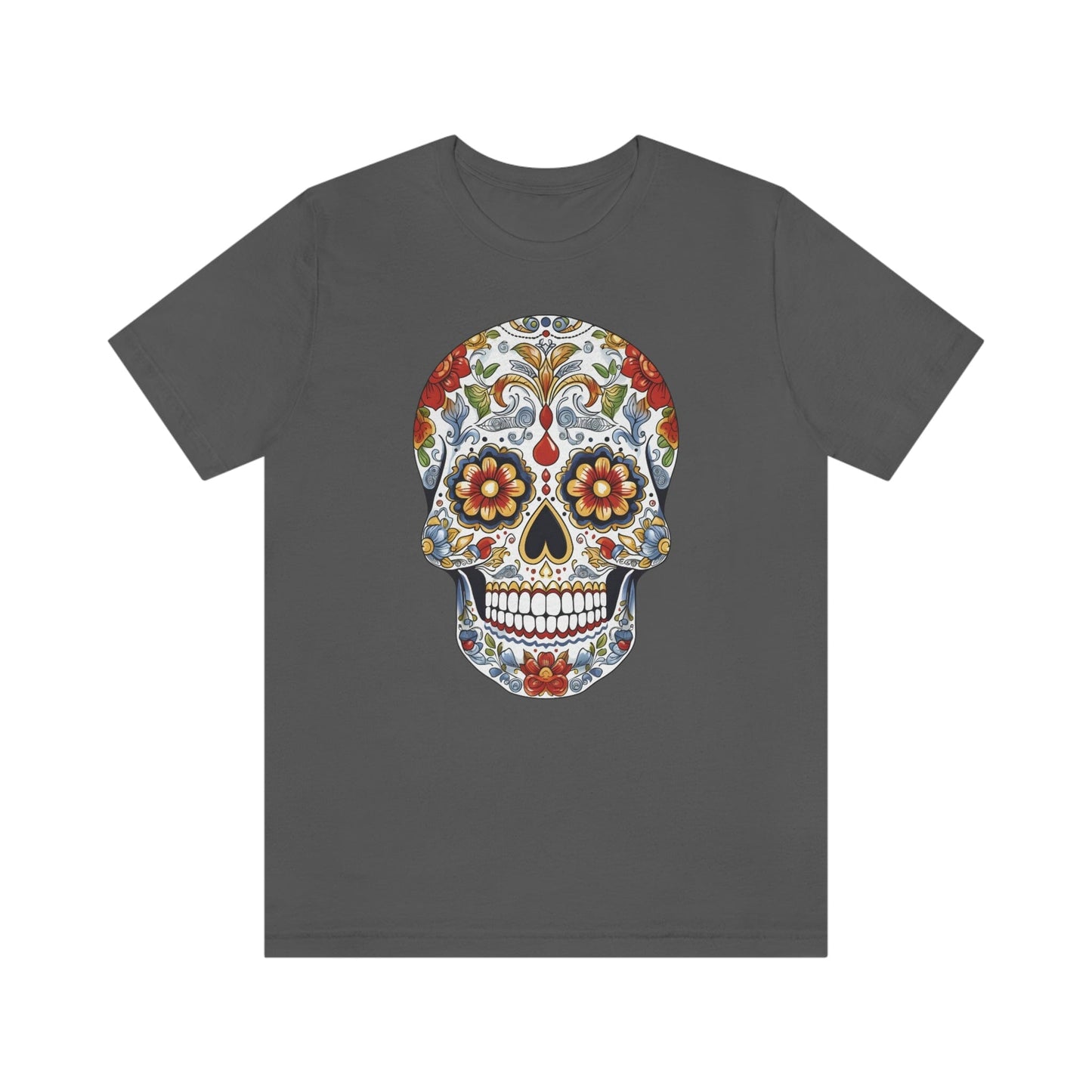 Unisex Mexican Sugar Skull T-Shirt- Unique Tattoo Inspired Tee T-Shirt Printify S Asphalt