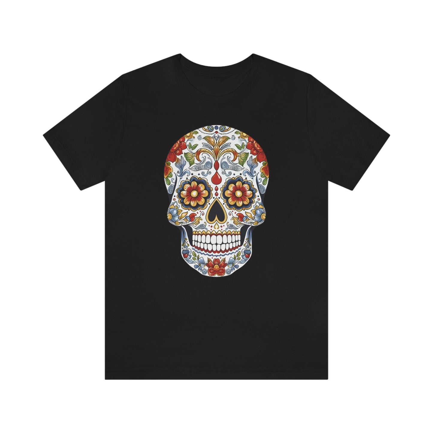 Unisex Mexican Sugar Skull T-Shirt- Unique Tattoo Inspired Tee T-Shirt Printify S Black