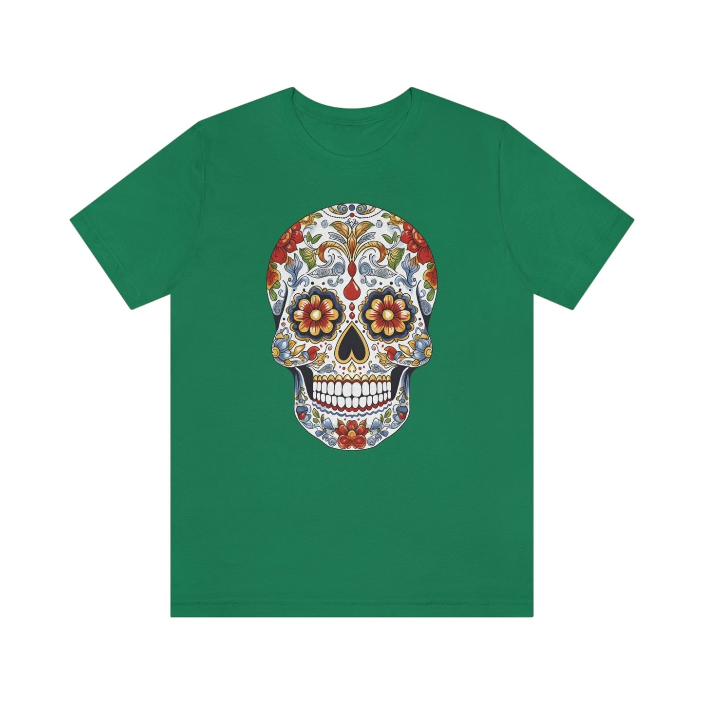 Unisex Mexican Sugar Skull T-Shirt- Unique Tattoo Inspired Tee T-Shirt Printify XS Kelly