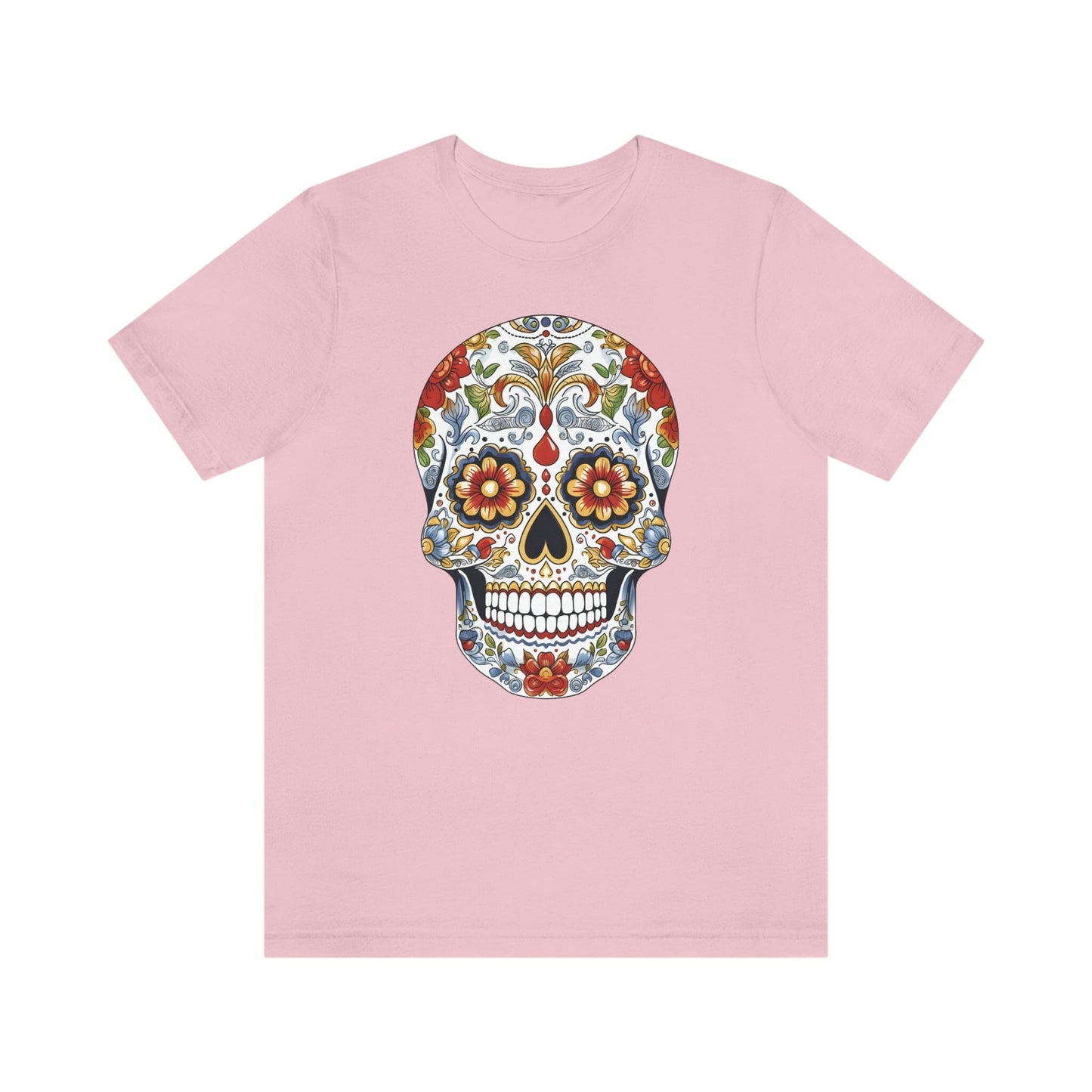 Unisex Mexican Sugar Skull T-Shirt- Unique Tattoo Inspired Tee T-Shirt Printify XS Pink