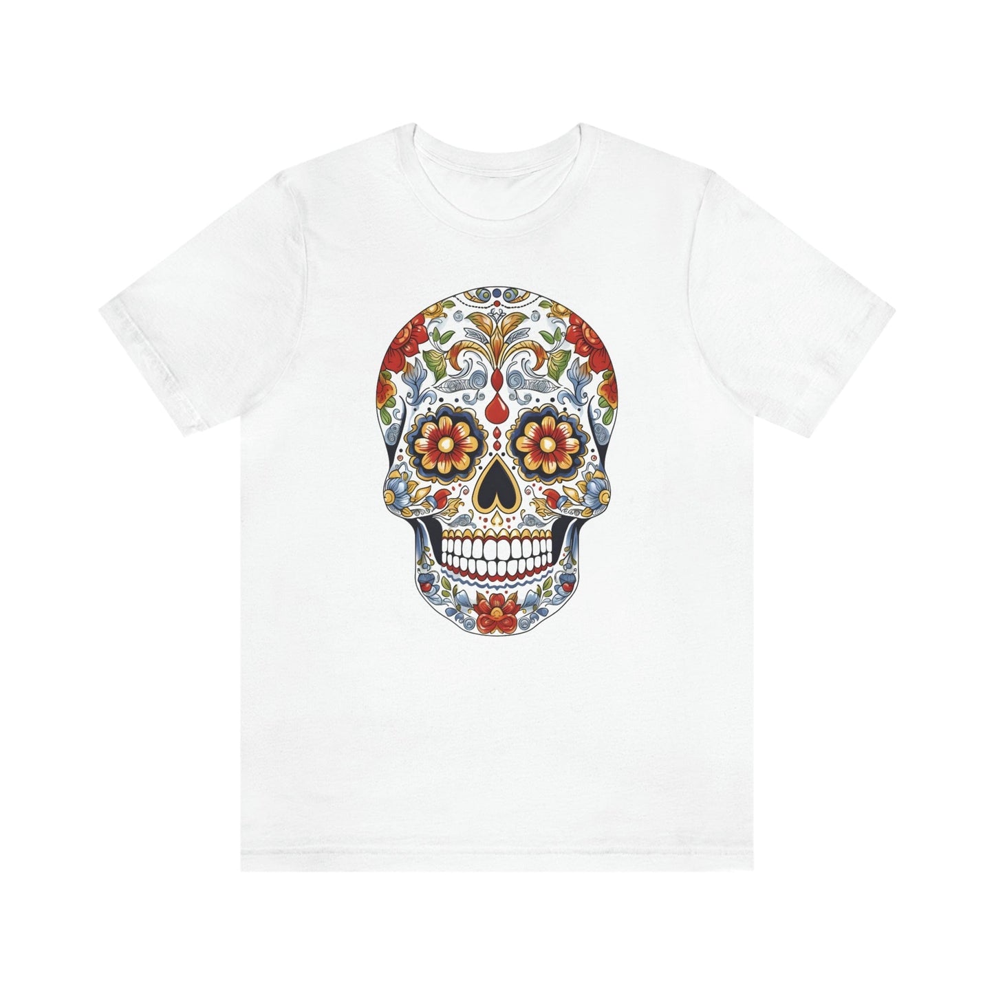 Unisex Mexican Sugar Skull T-Shirt- Unique Tattoo Inspired Tee T-Shirt Printify XS White