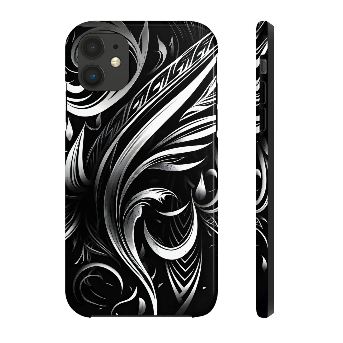 White and Black Metallic Tribal Tattoo Tough Case for iPhone Phone Case InkedOut iPhone 11