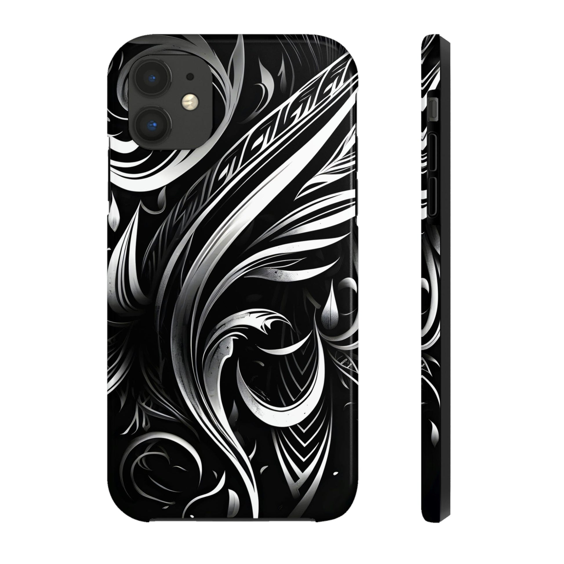 White and Black Metallic Tribal Tattoo Tough Case for iPhone Phone Case InkedOut iPhone 11