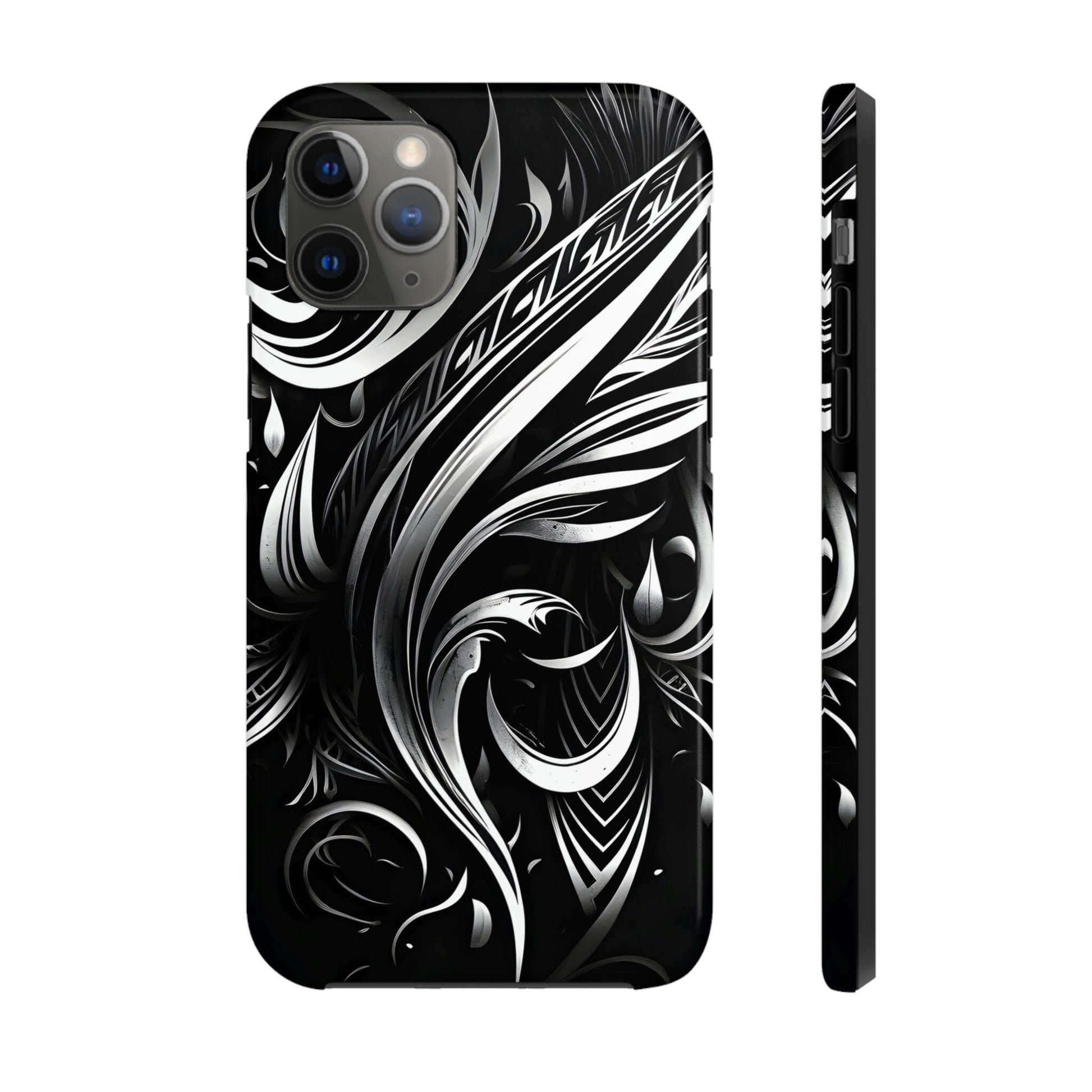 White and Black Metallic Tribal Tattoo Tough Case for iPhone Phone Case InkedOut iPhone 11 Pro