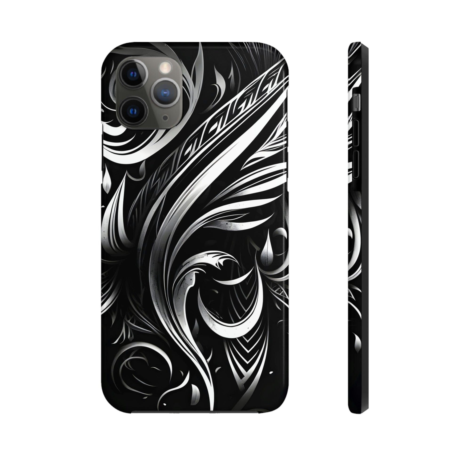 White and Black Metallic Tribal Tattoo Tough Case for iPhone Phone Case InkedOut iPhone 11 Pro Max