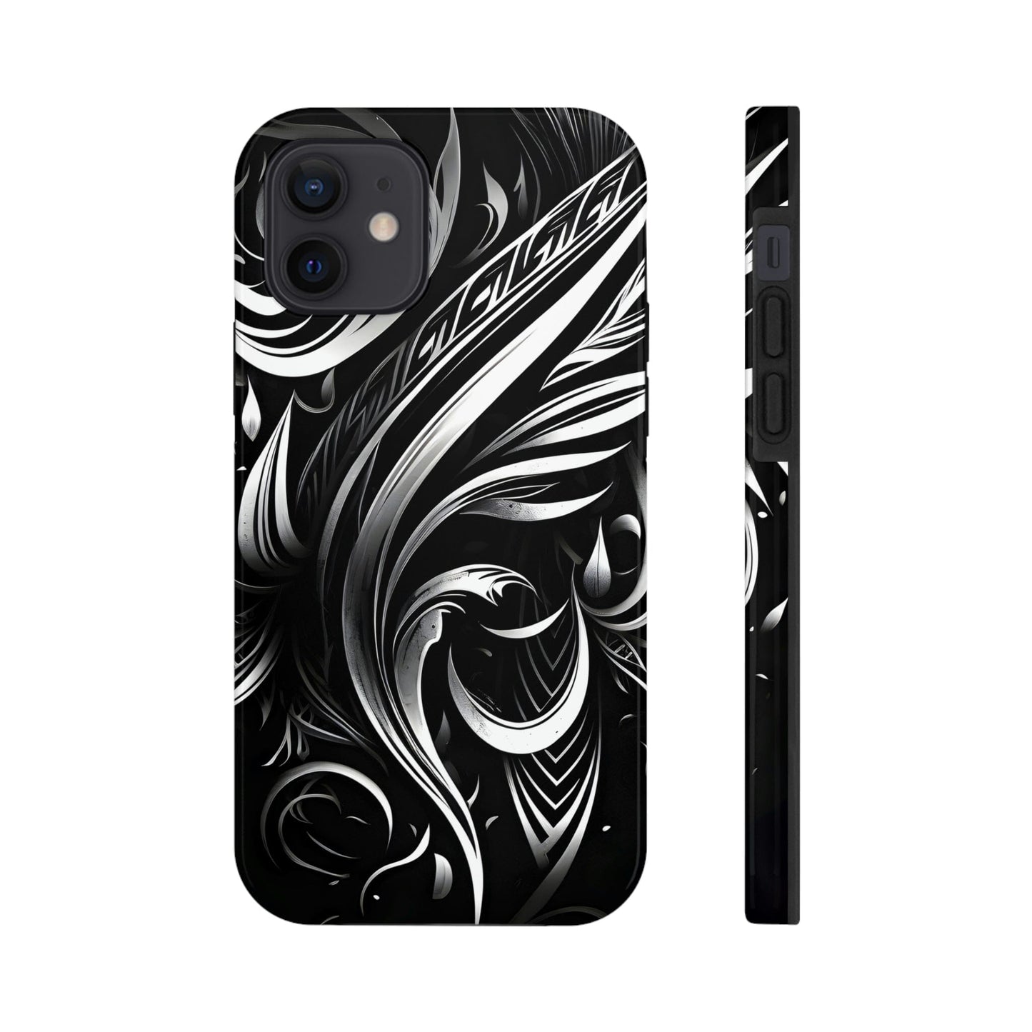 White and Black Metallic Tribal Tattoo Tough Case for iPhone Phone Case InkedOut iPhone 12