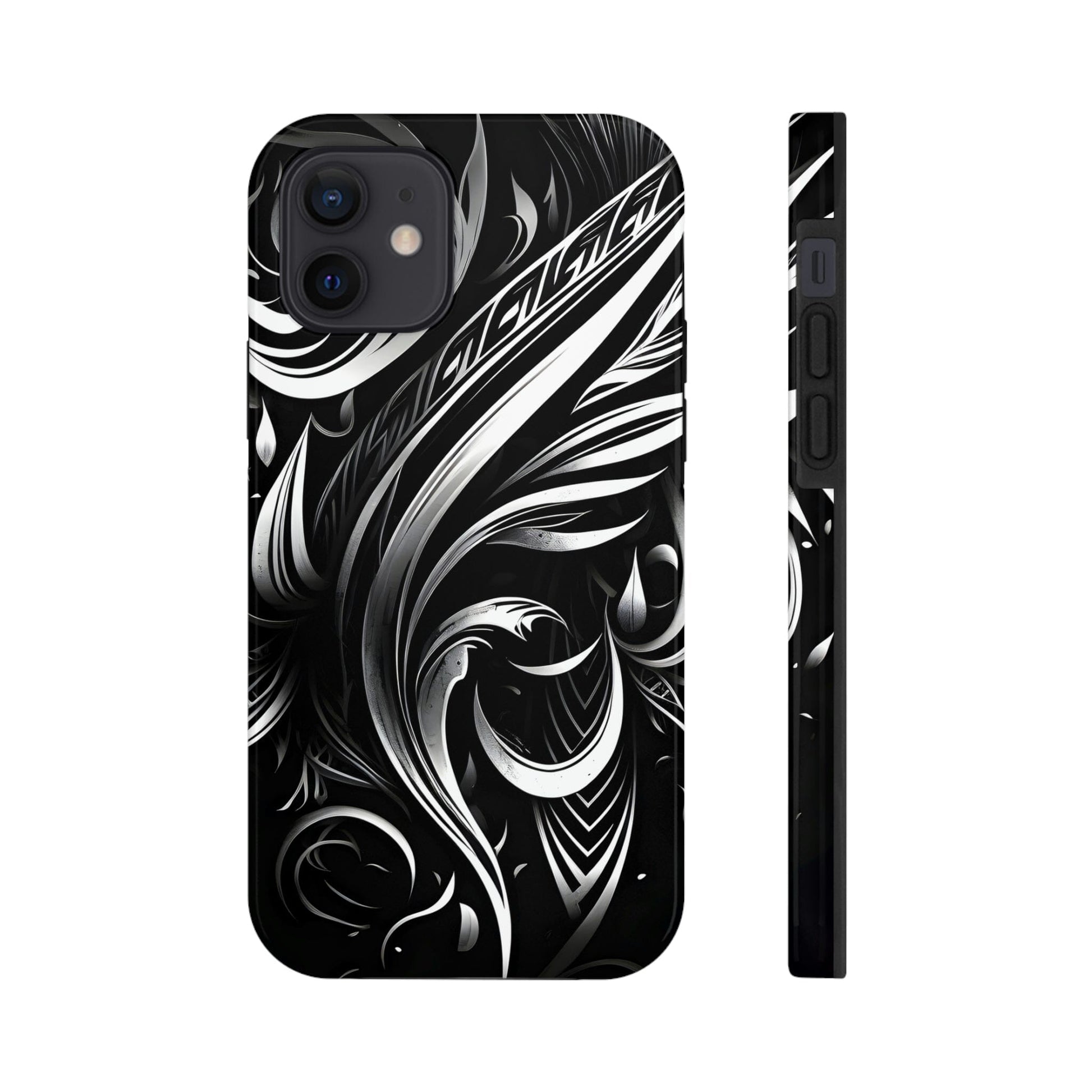 White and Black Metallic Tribal Tattoo Tough Case for iPhone Phone Case InkedOut iPhone 12