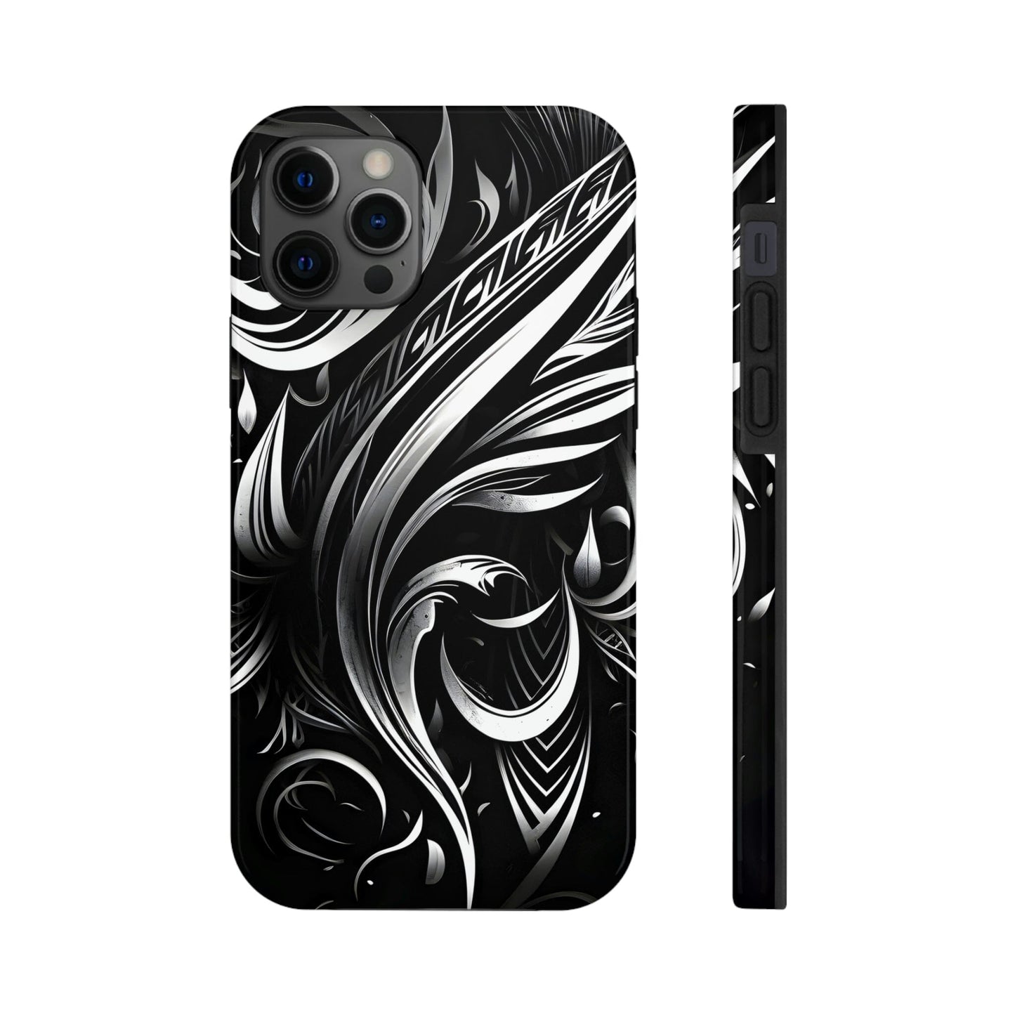White and Black Metallic Tribal Tattoo Tough Case for iPhone Phone Case InkedOut iPhone 12 Pro