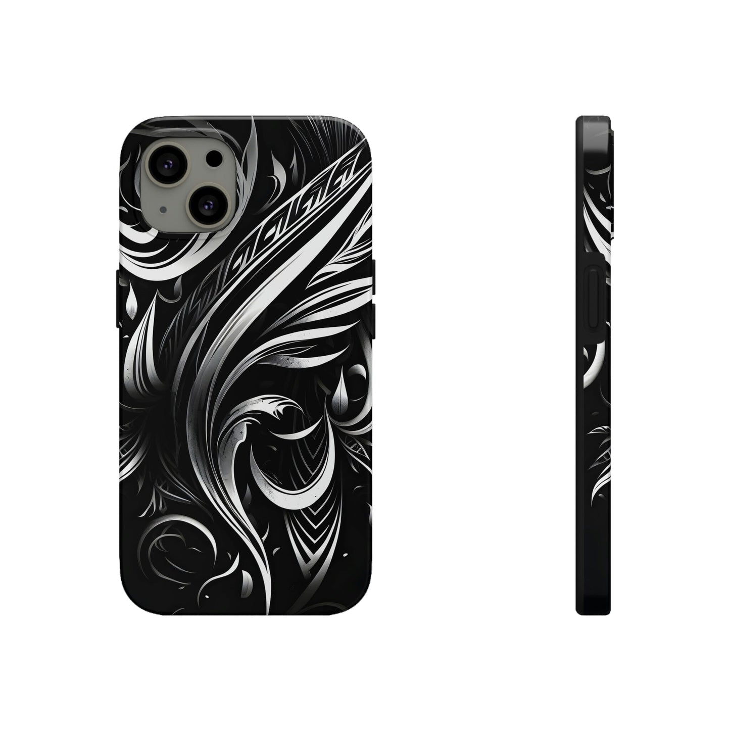 White and Black Metallic Tribal Tattoo Tough Case for iPhone Phone Case InkedOut iPhone 13
