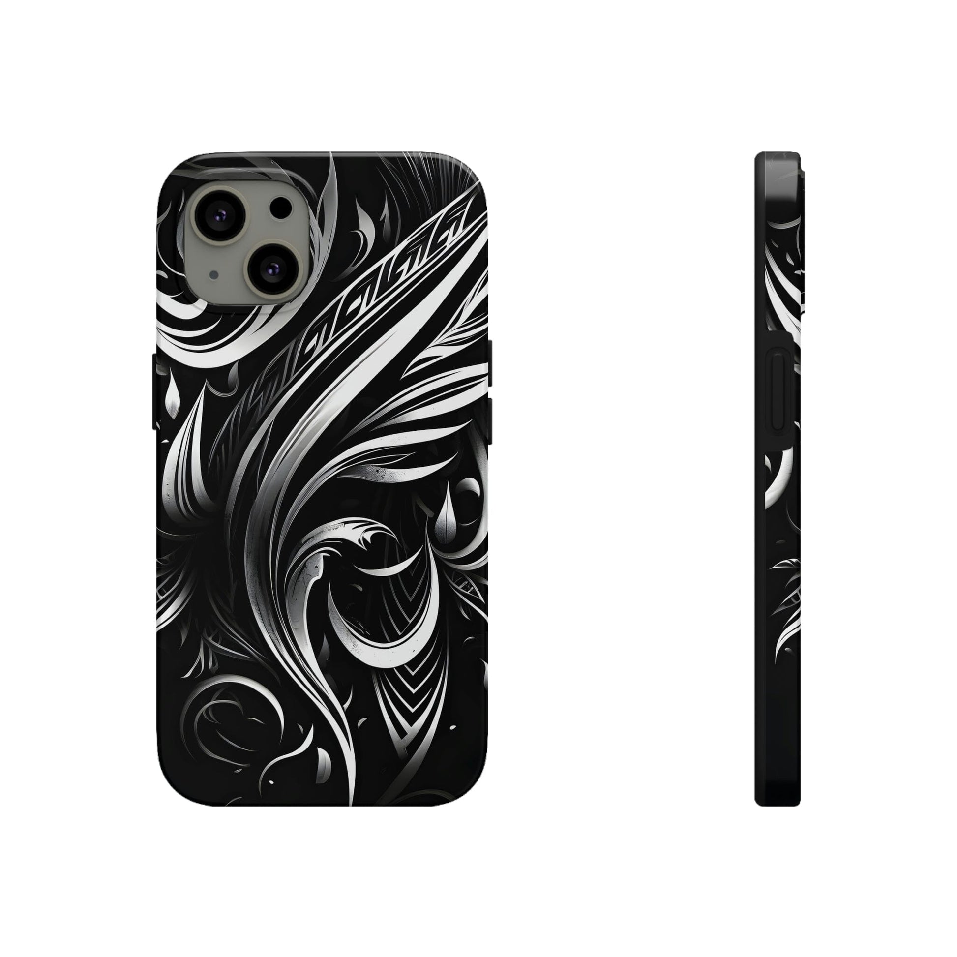 White and Black Metallic Tribal Tattoo Tough Case for iPhone Phone Case InkedOut iPhone 13