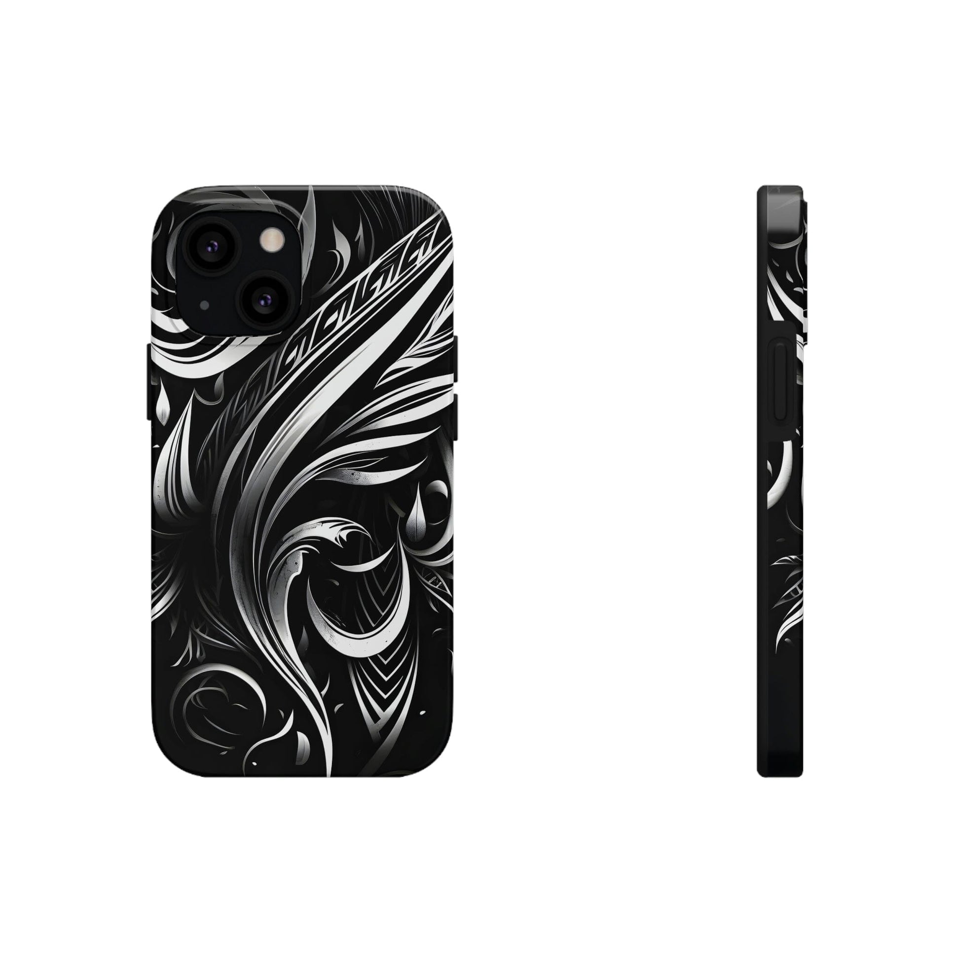White and Black Metallic Tribal Tattoo Tough Case for iPhone Phone Case InkedOut iPhone 13 Mini