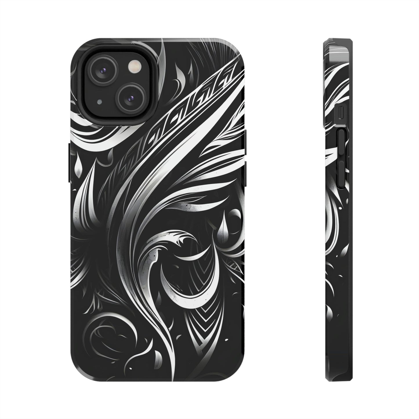 White and Black Metallic Tribal Tattoo Tough Case for iPhone Phone Case InkedOut iPhone 14