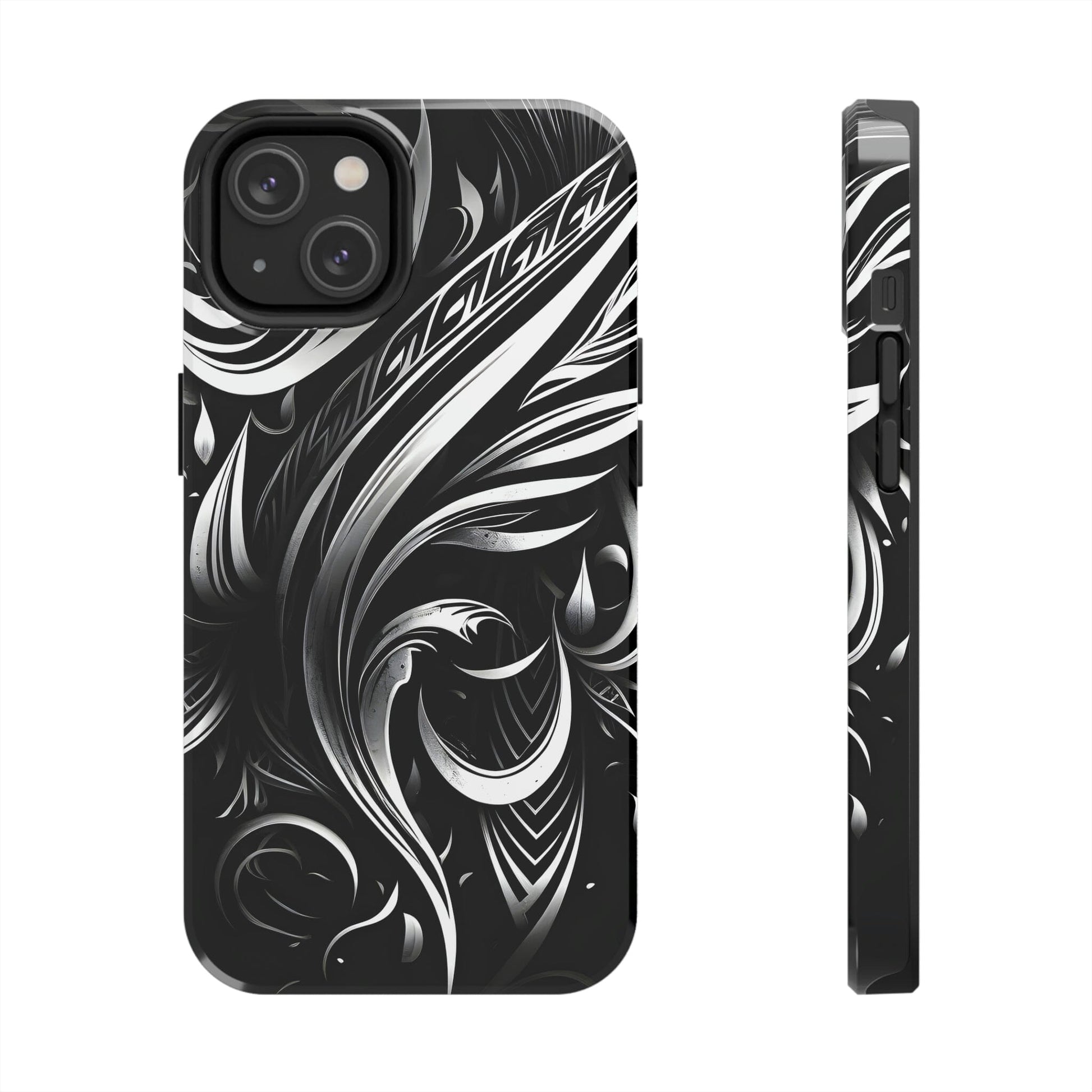 White and Black Metallic Tribal Tattoo Tough Case for iPhone Phone Case InkedOut iPhone 14