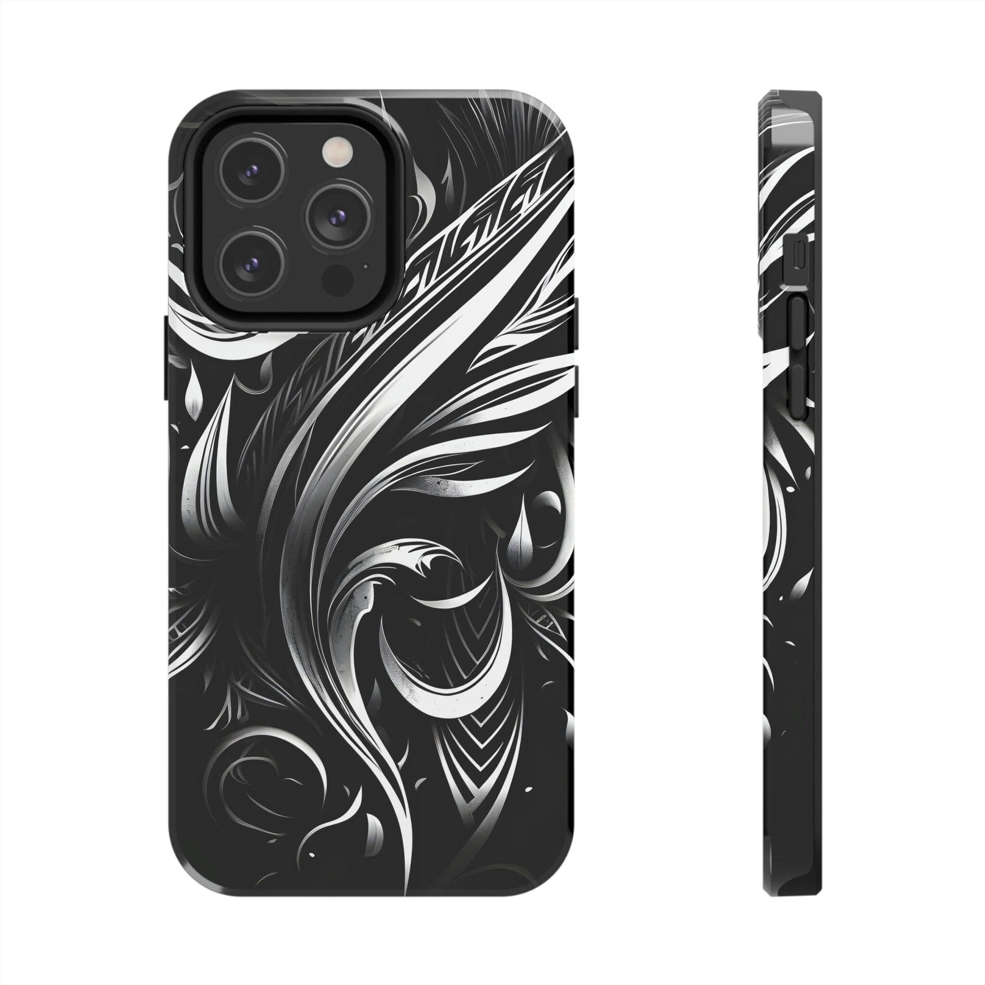 White and Black Metallic Tribal Tattoo Tough Case for iPhone Phone Case InkedOut iPhone 14 Pro Max