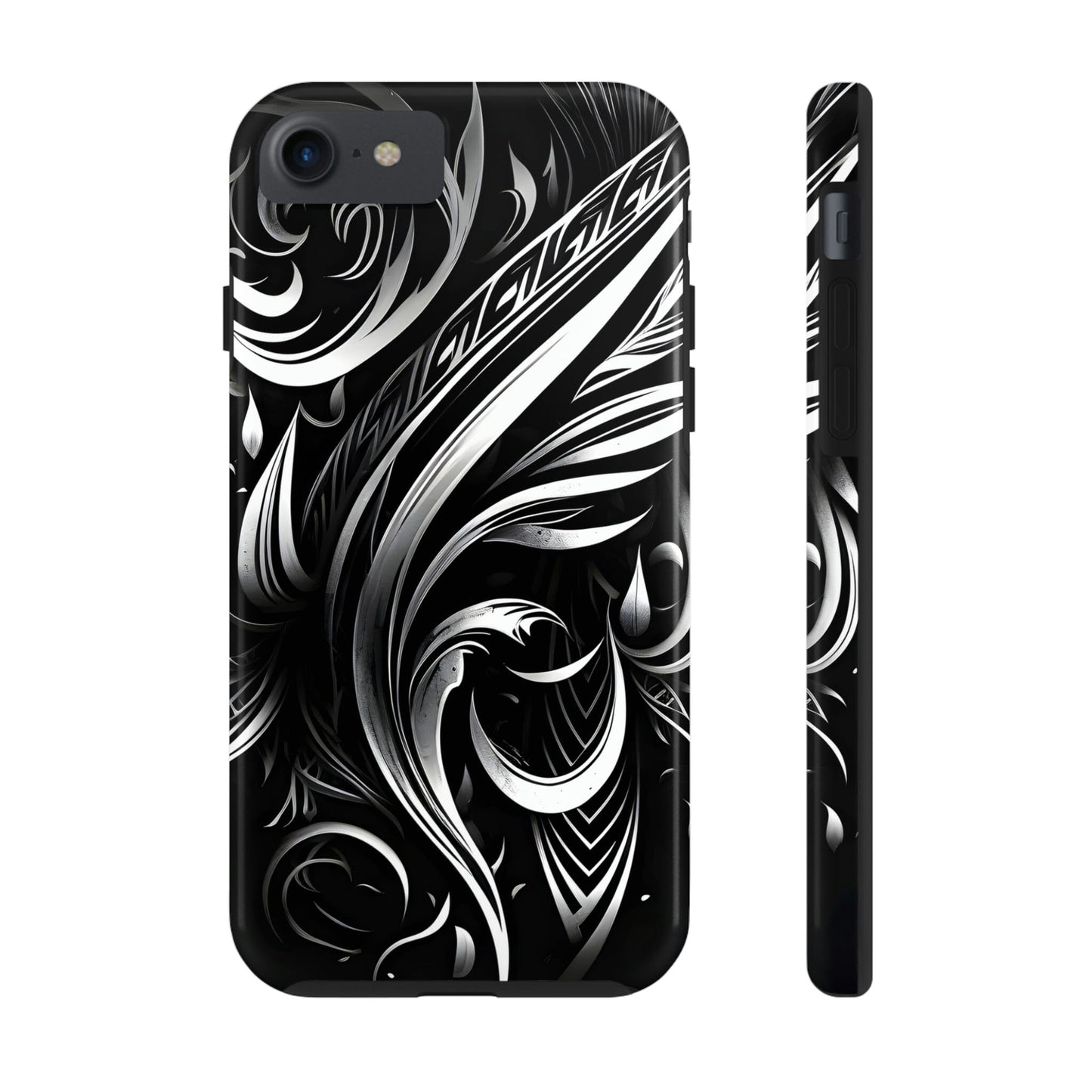 White and Black Metallic Tribal Tattoo Tough Case for iPhone Phone Case InkedOut iPhone 7, iPhone 8, iPhone SE
