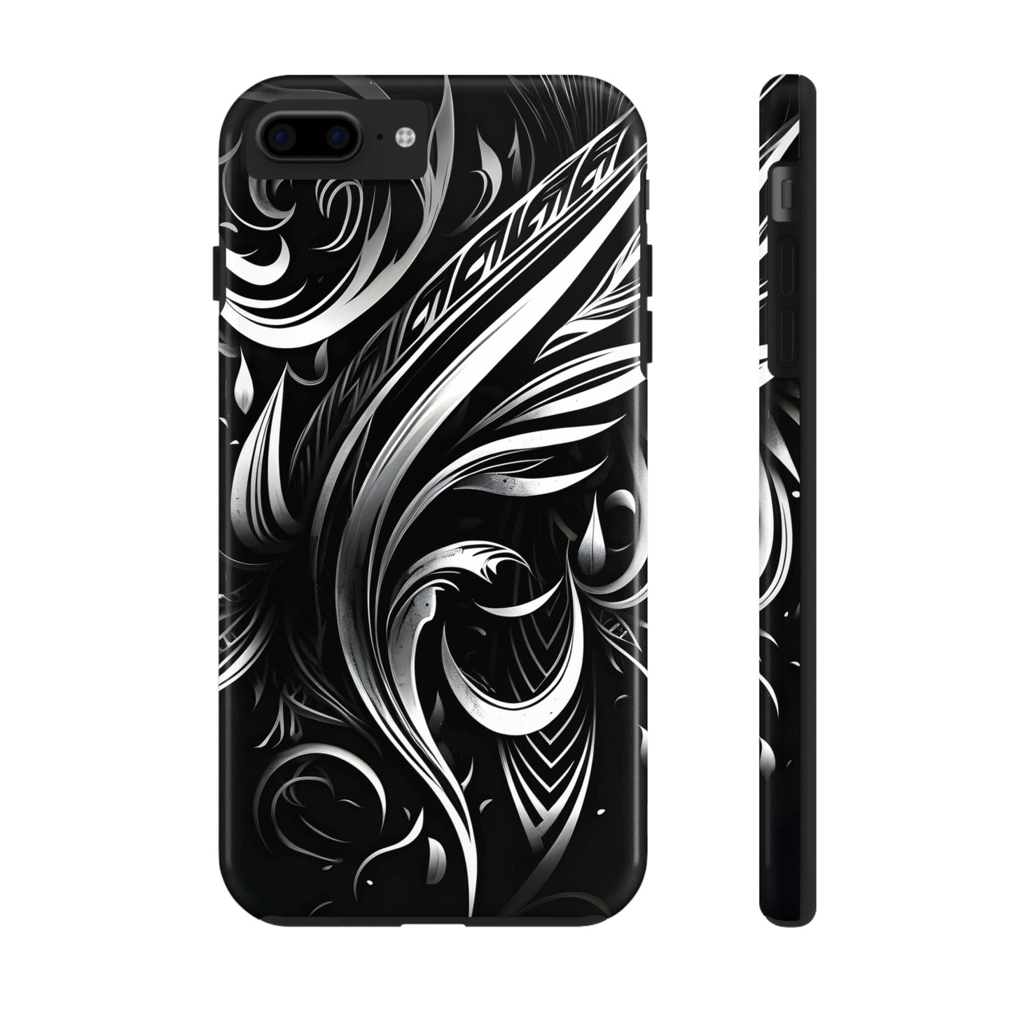 White and Black Metallic Tribal Tattoo Tough Case for iPhone Phone Case InkedOut iPhone 7 Plus, iPhone 8 Plus