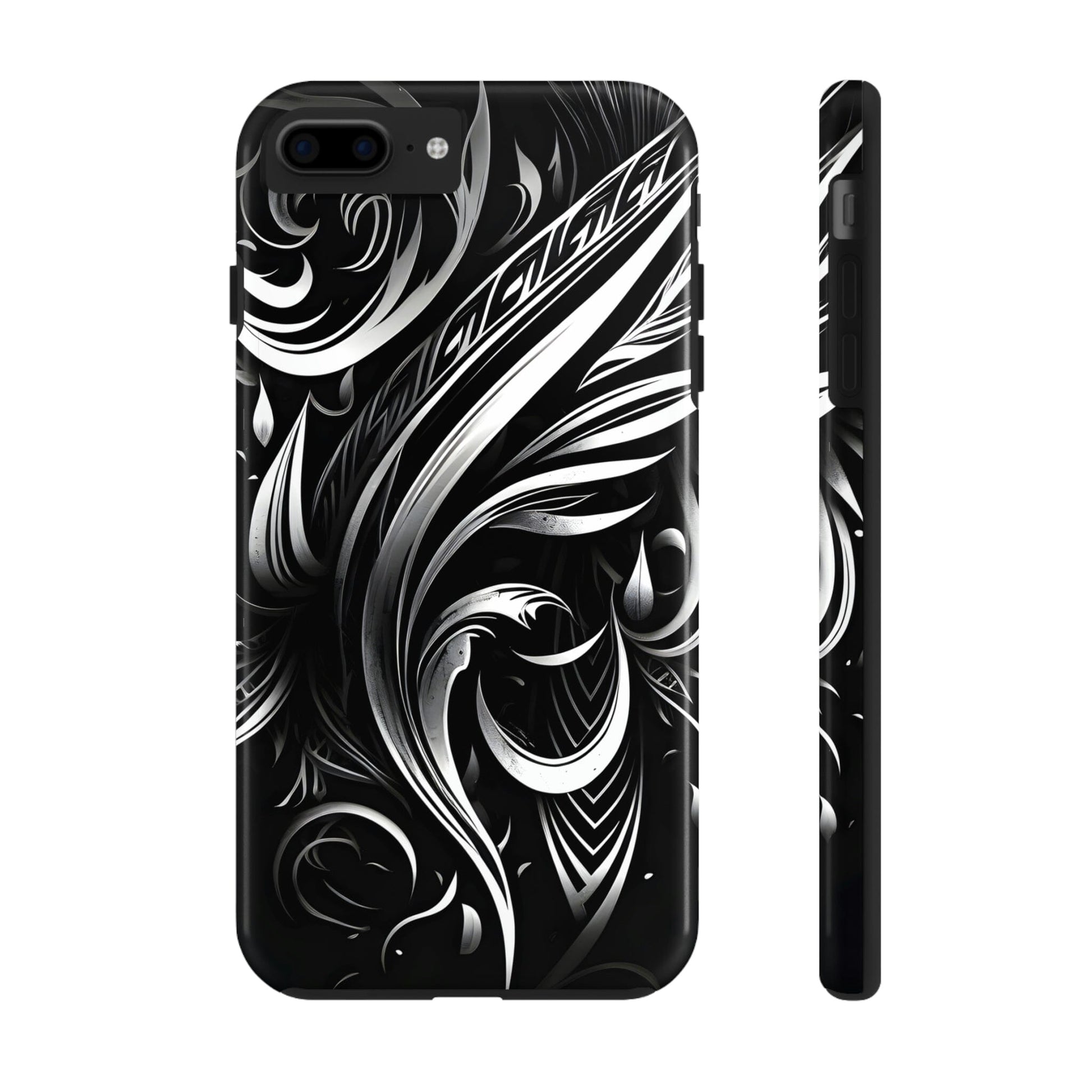 White and Black Metallic Tribal Tattoo Tough Case for iPhone Phone Case InkedOut iPhone 7 Plus, iPhone 8 Plus