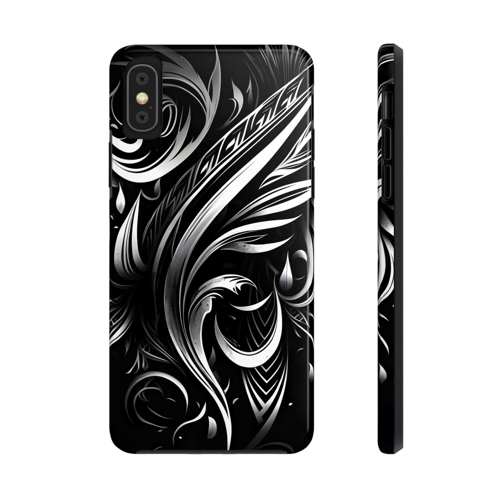 White and Black Metallic Tribal Tattoo Tough Case for iPhone Phone Case InkedOut iPhone X
