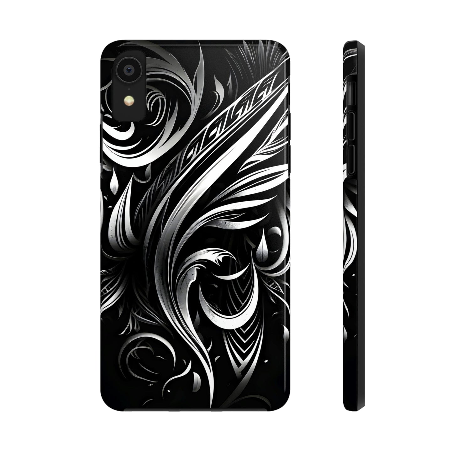 White and Black Metallic Tribal Tattoo Tough Case for iPhone Phone Case InkedOut iPhone XR