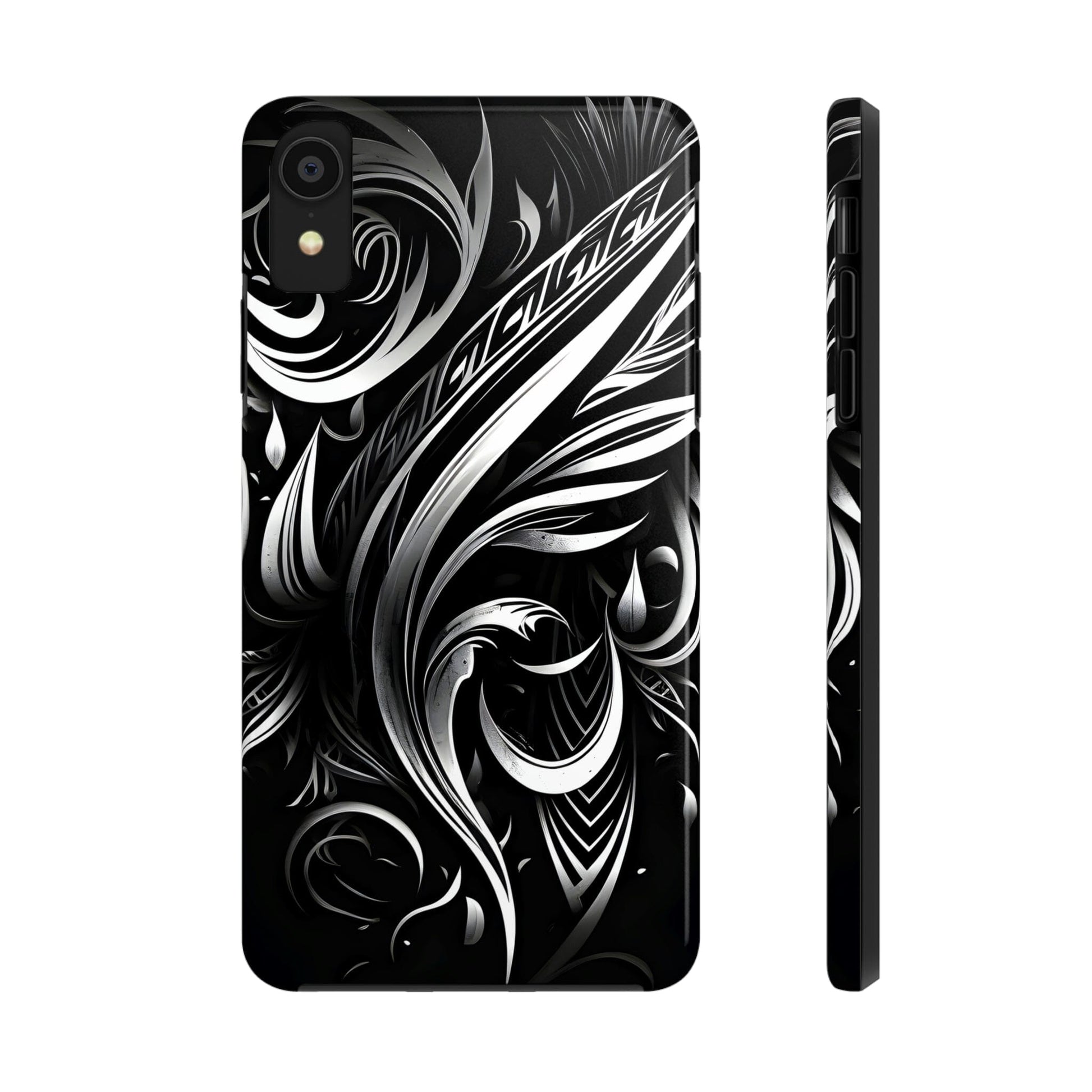 White and Black Metallic Tribal Tattoo Tough Case for iPhone Phone Case InkedOut iPhone XR