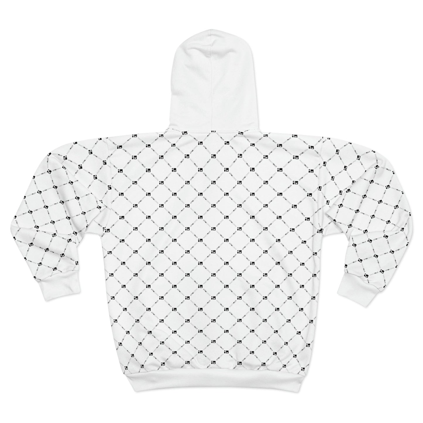 White Zip Hoodie with Graphite Gray Tribal Tattoo Design- Unisex All Over Prints Printify
