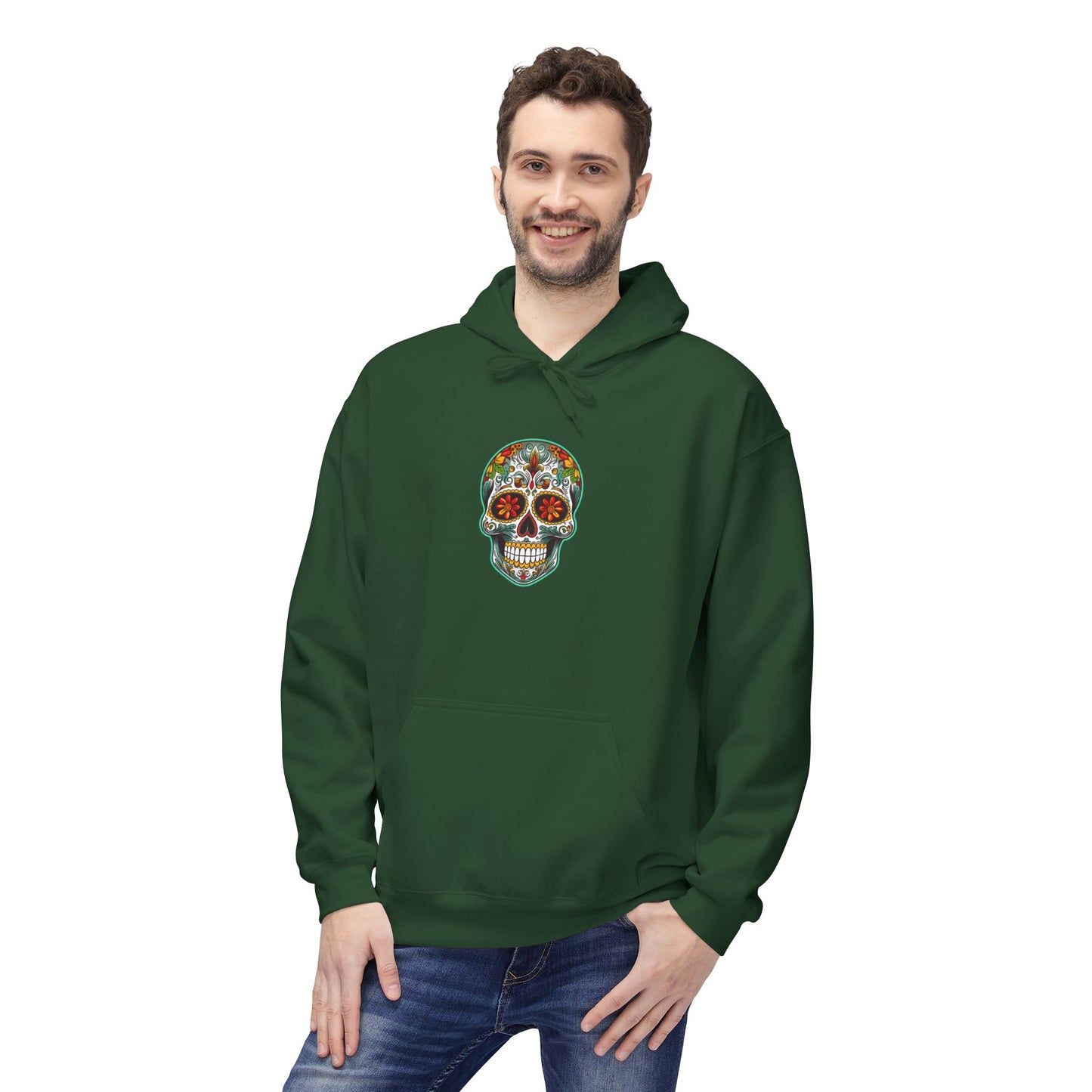 Hoodie - Colorful Day of the Dead Sugar Skull Design - Unisex