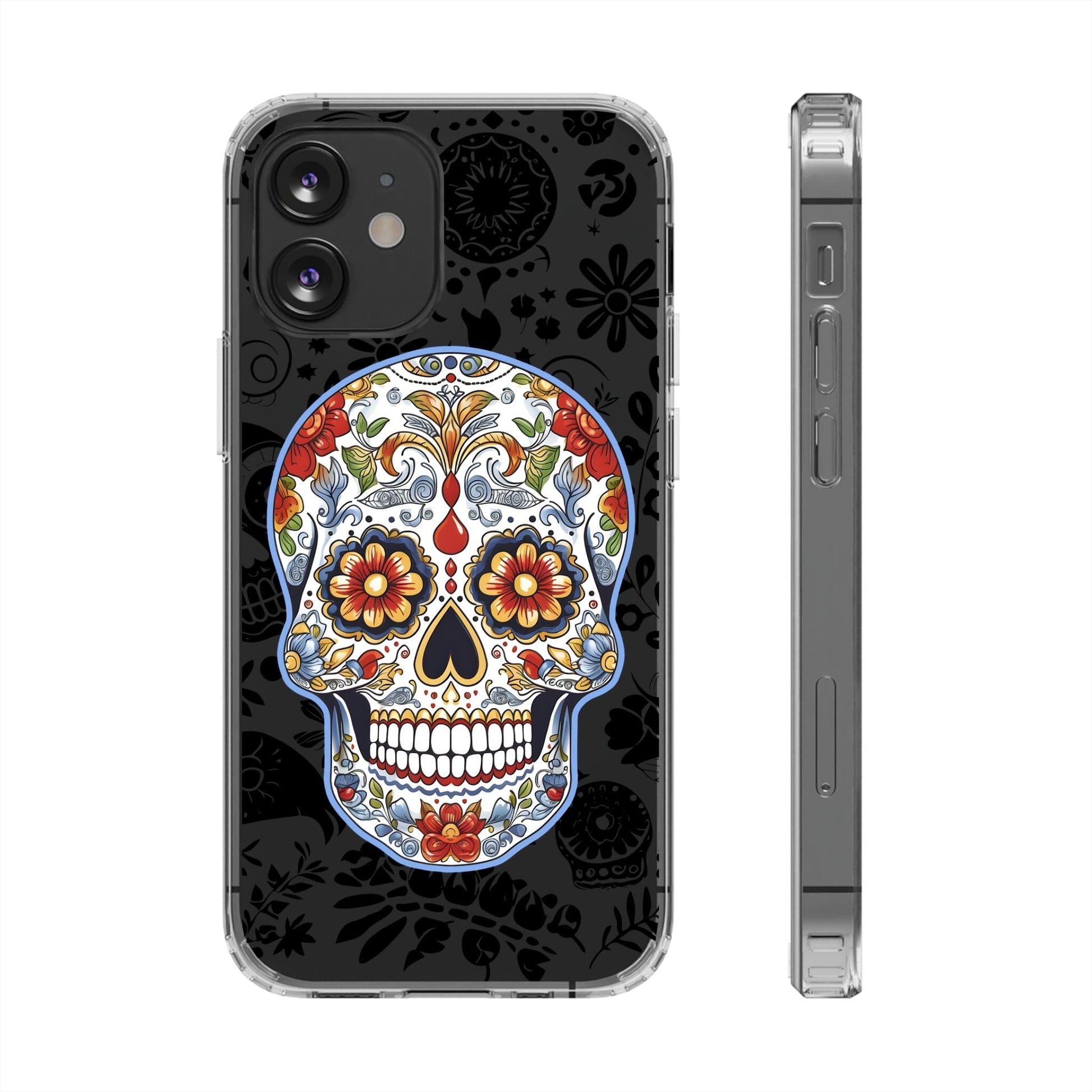 Artistic Mexican Sugar Skull Phone Case - Embrace the Dia de los Muertos Spirit! Phone Case InkedOut iPhone 12 Mini Without gift packaging 