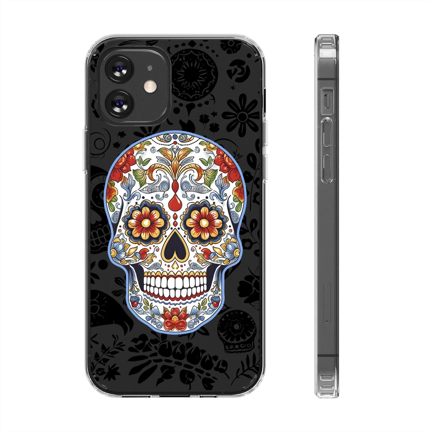 Artistic Mexican Sugar Skull Phone Case - Embrace the Dia de los Muertos Spirit! Phone Case InkedOut iPhone 12 Without gift packaging 