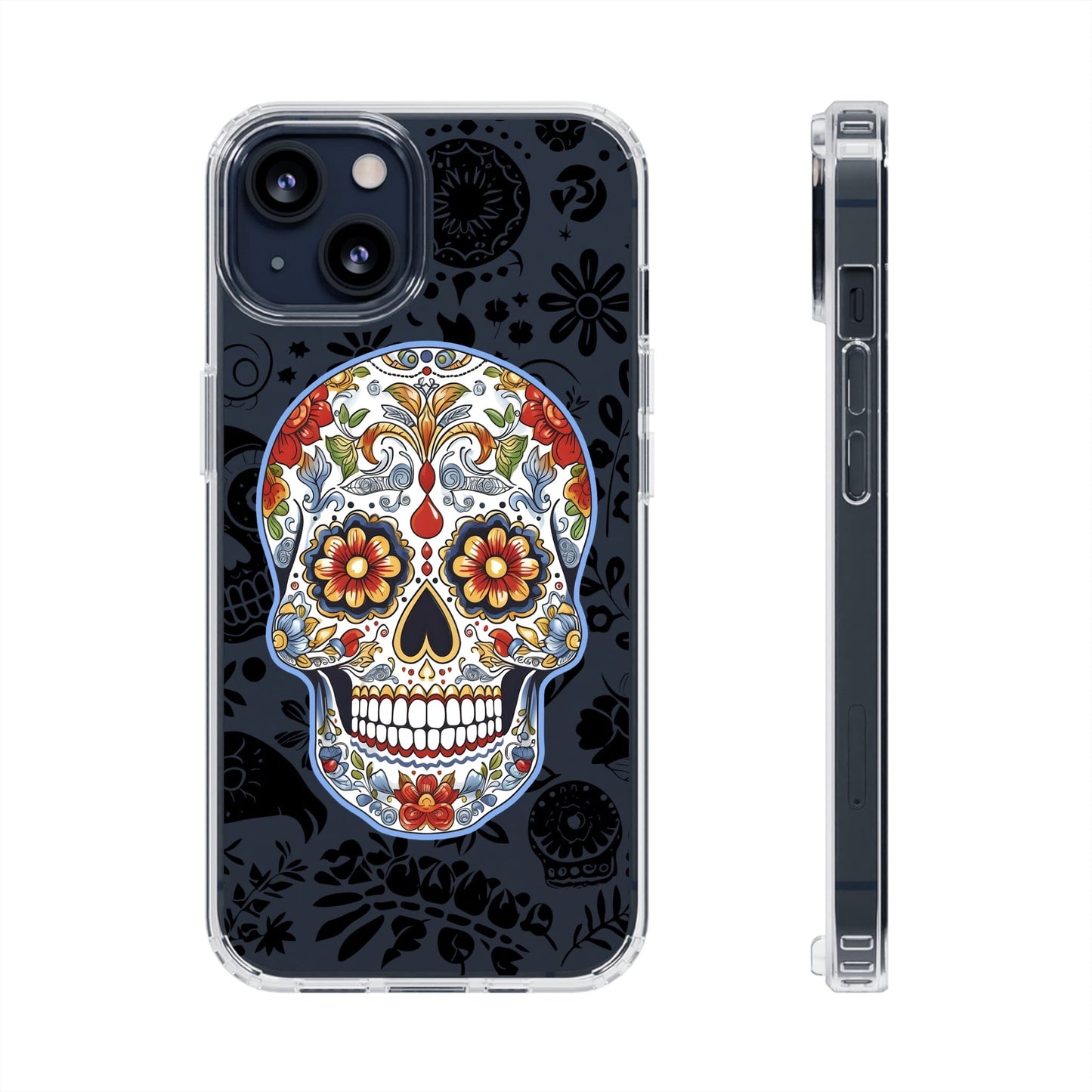 Artistic Mexican Sugar Skull Phone Case - Embrace the Dia de los Muertos Spirit! Phone Case InkedOut iPhone 13 Without gift packaging 