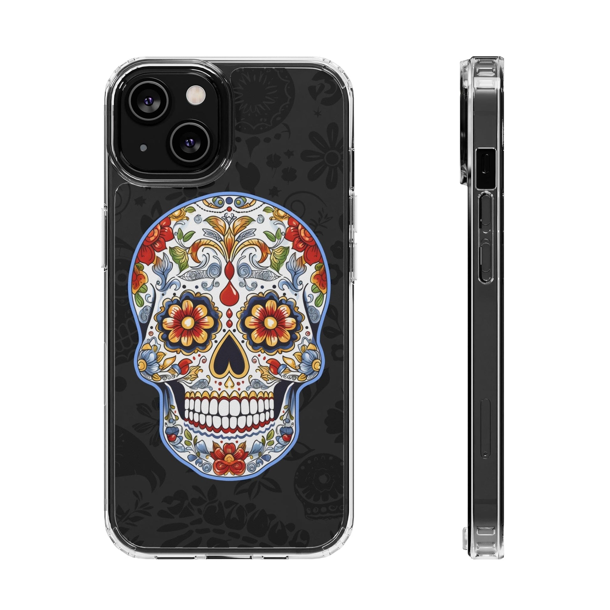 Artistic Mexican Sugar Skull Phone Case - Embrace the Dia de los Muertos Spirit! Phone Case InkedOut iPhone 14 Without gift packaging 