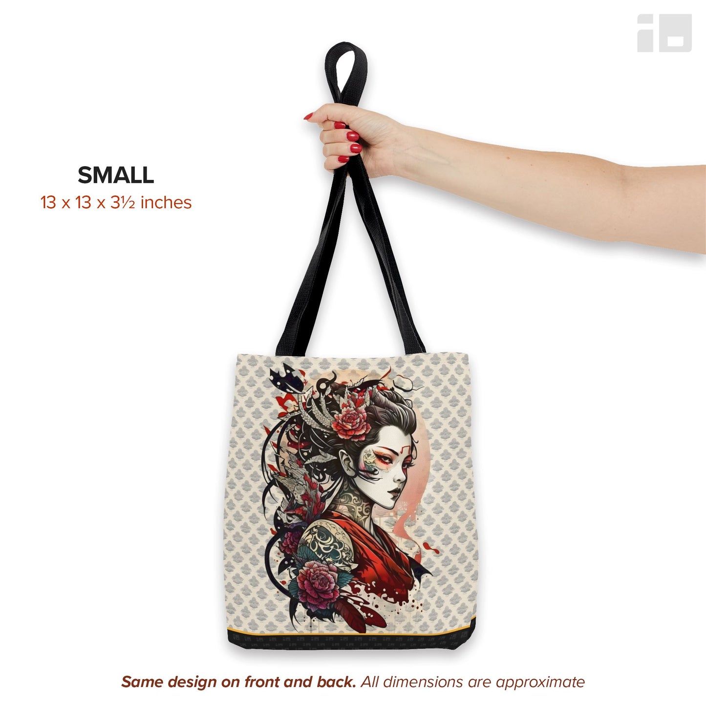 Beautiful Japanese Geisha Tattoo Inspired Design Canvas Tote Bag Bags Printify 