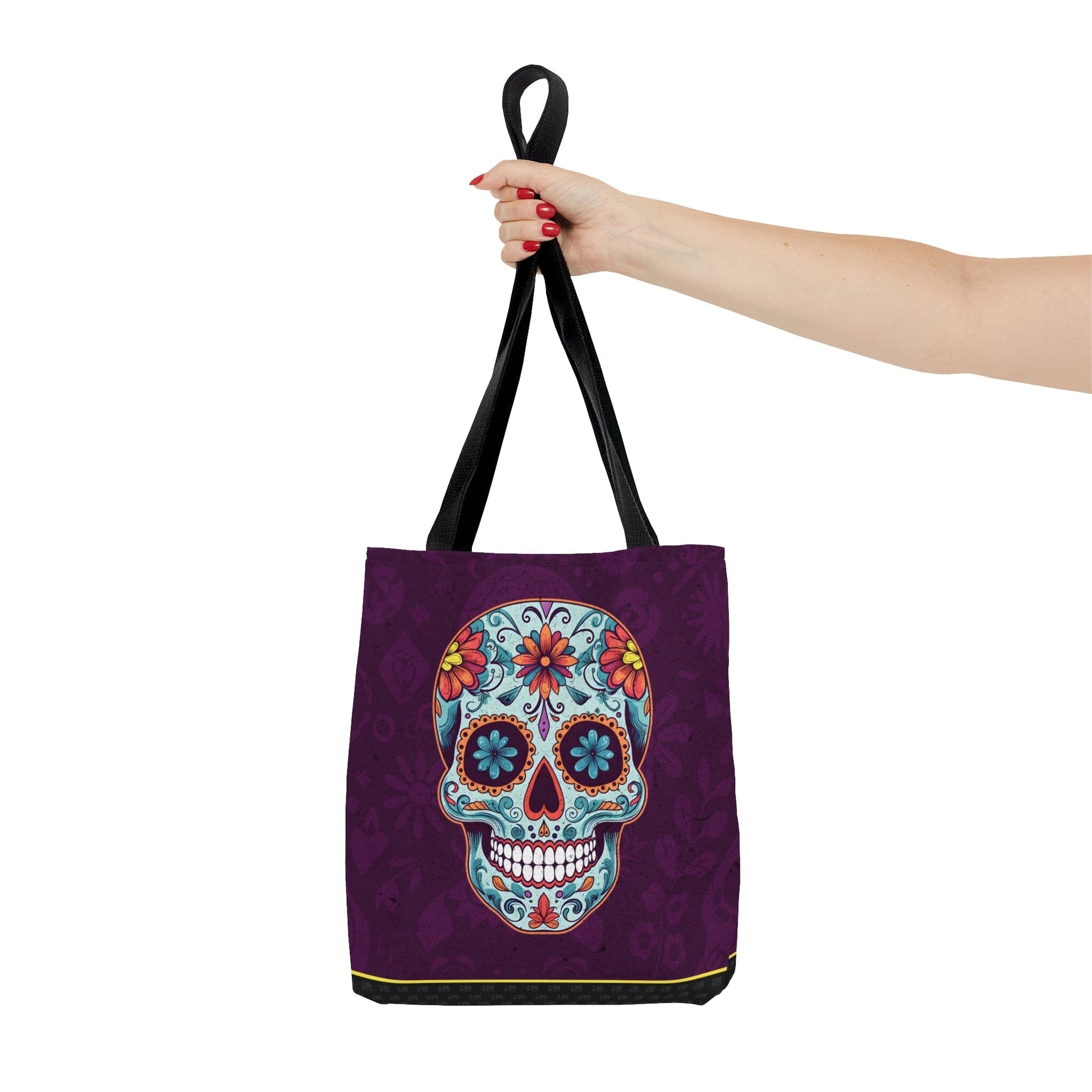 Beautiful Mexican Sugar Skull Tote Bag - Dia de los Muertos Calavera Inspired Canvas Bag Bags Printify 