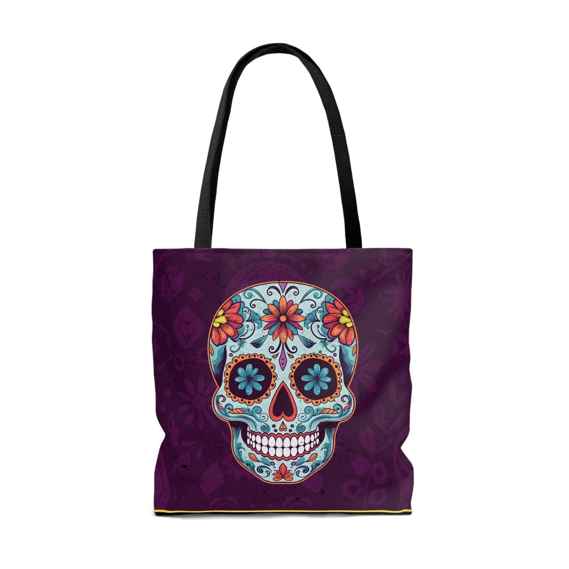 Beautiful Mexican Sugar Skull Tote Bag - Dia de los Muertos Calavera Inspired Canvas Bag Bags Printify 