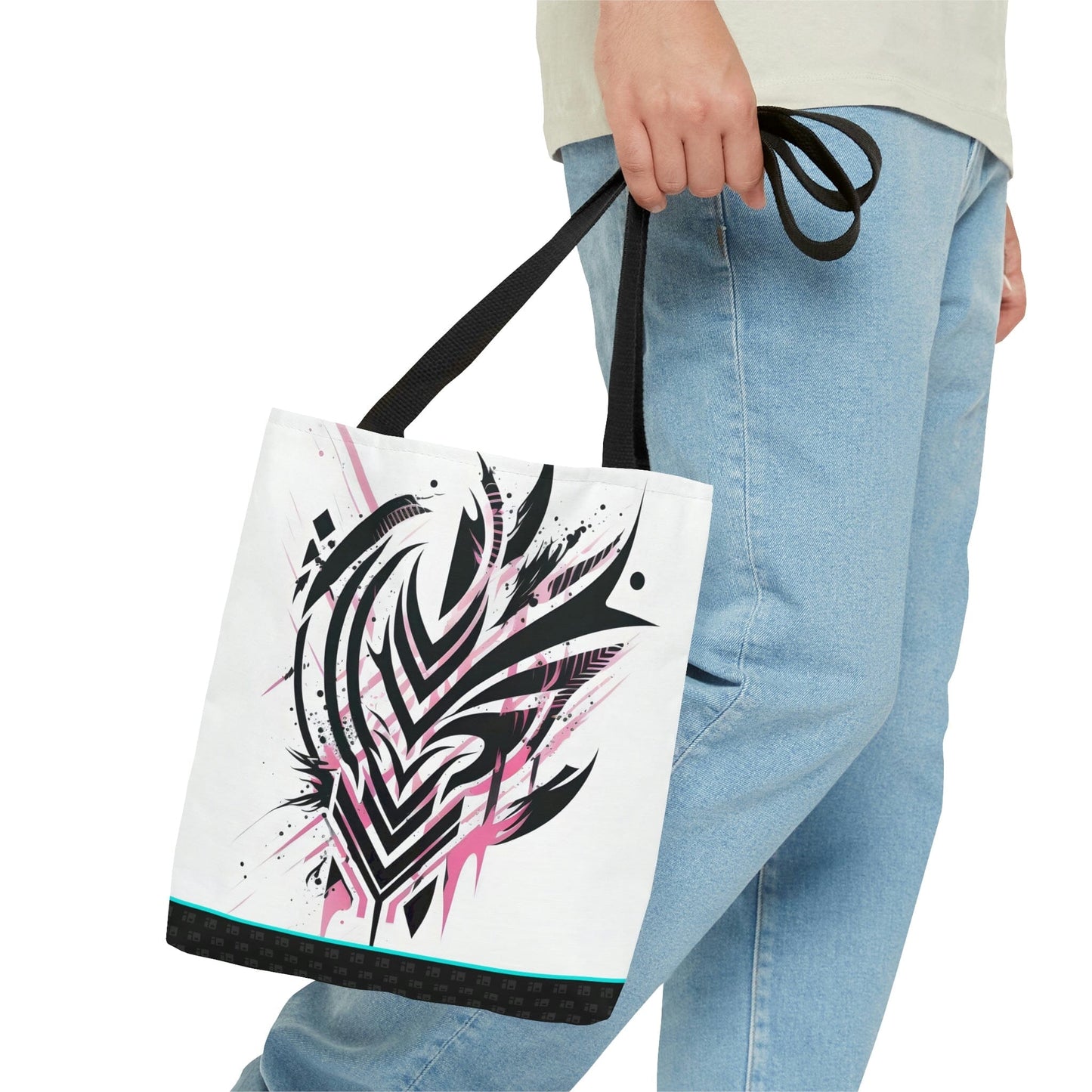 Black and Pink Tribal Tattoo Design Tote Bag Bags Printify 