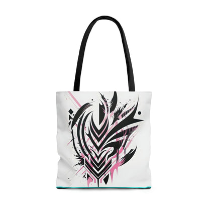 Black and Pink Tribal Tattoo Design Tote Bag Bags Printify Large 