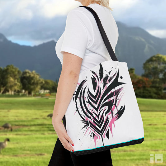 Black and Pink Tribal Tattoo Design Tote Bag Bags Printify Small 