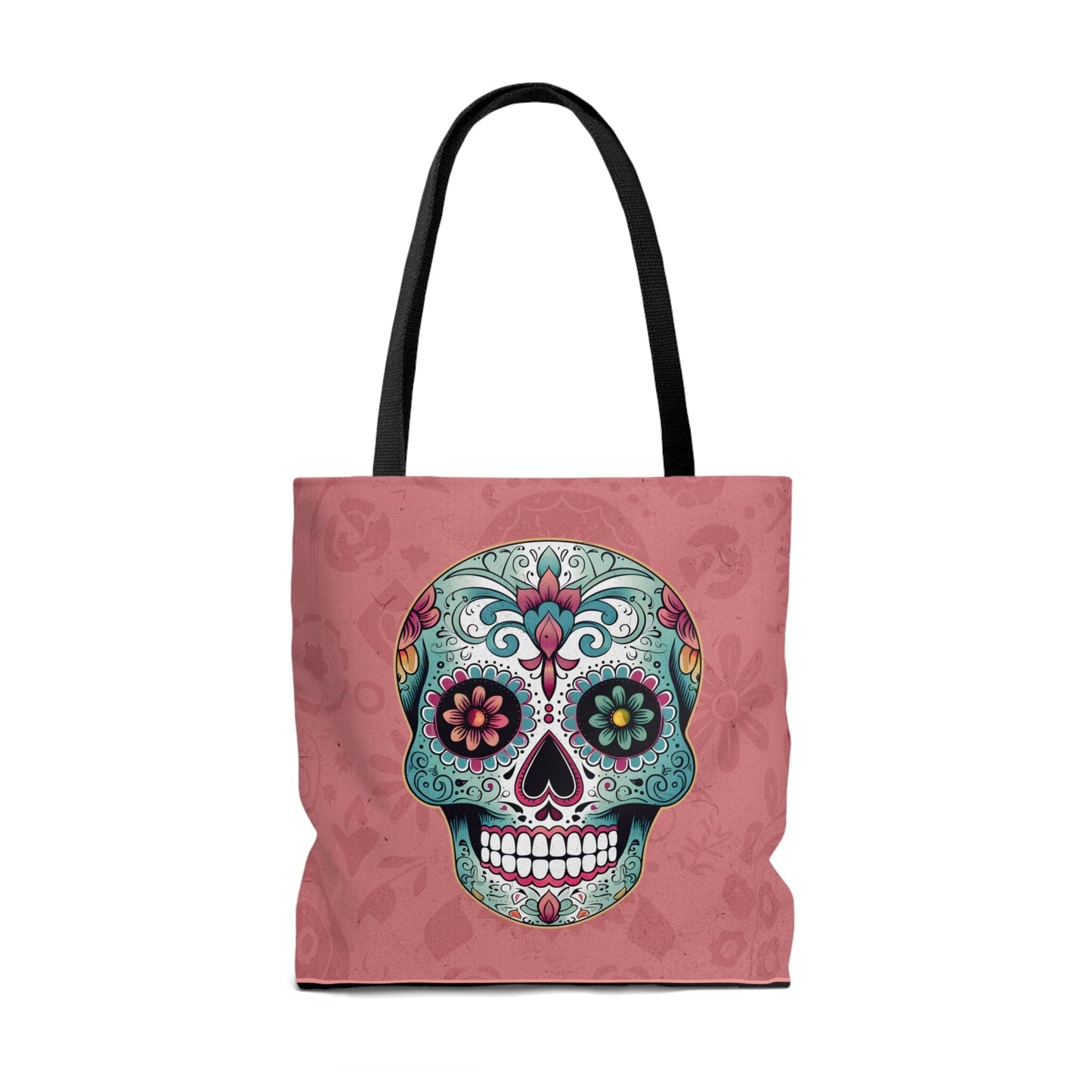 Bright & Colorful Mexican Sugar Skull Tote Bag - Dia de los Muertos Calavera Inspired Shopping Bag Bags InkedOut 