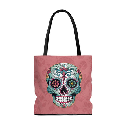 Bright & Colorful Mexican Sugar Skull Tote Bag - Dia de los Muertos Calavera Inspired Shopping Bag Bags InkedOut 