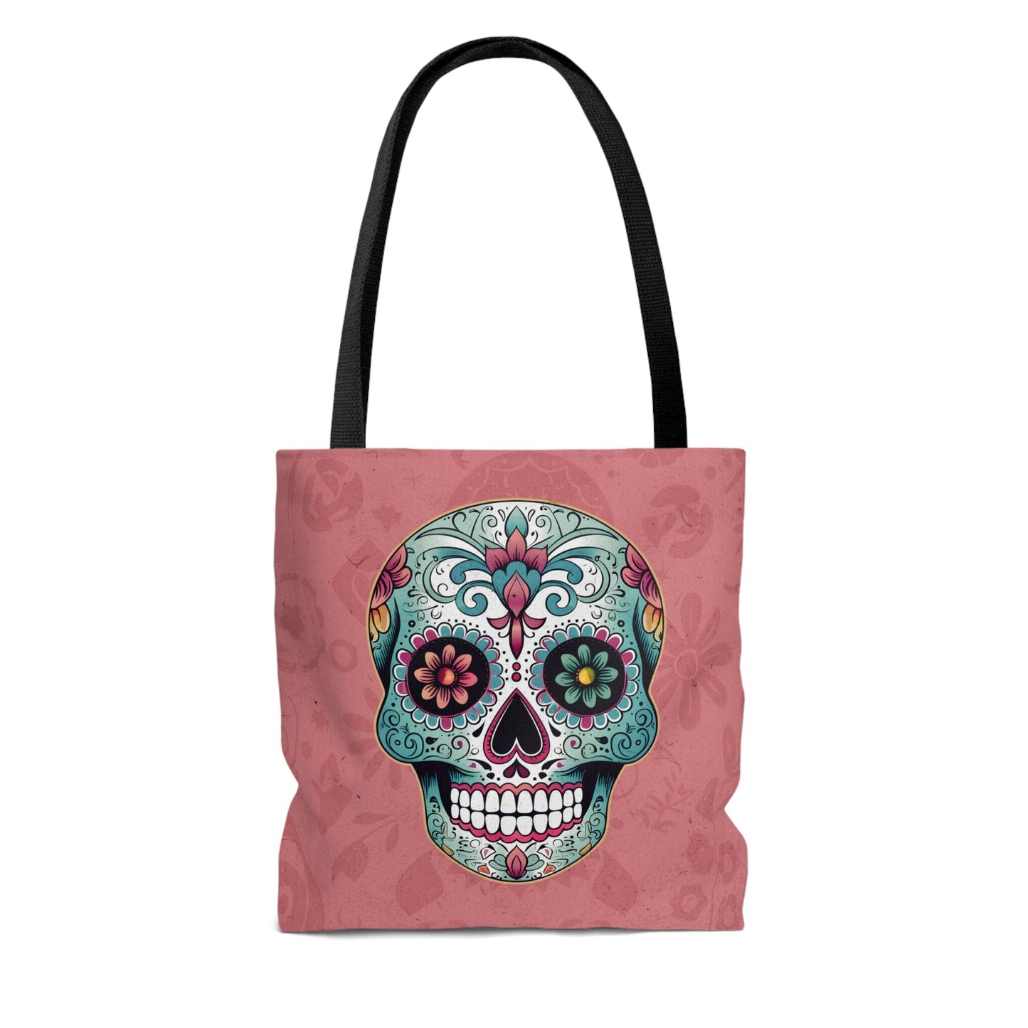 Bright & Colorful Mexican Sugar Skull Tote Bag - Dia de los Muertos Calavera Inspired Shopping Bag Bags InkedOut 