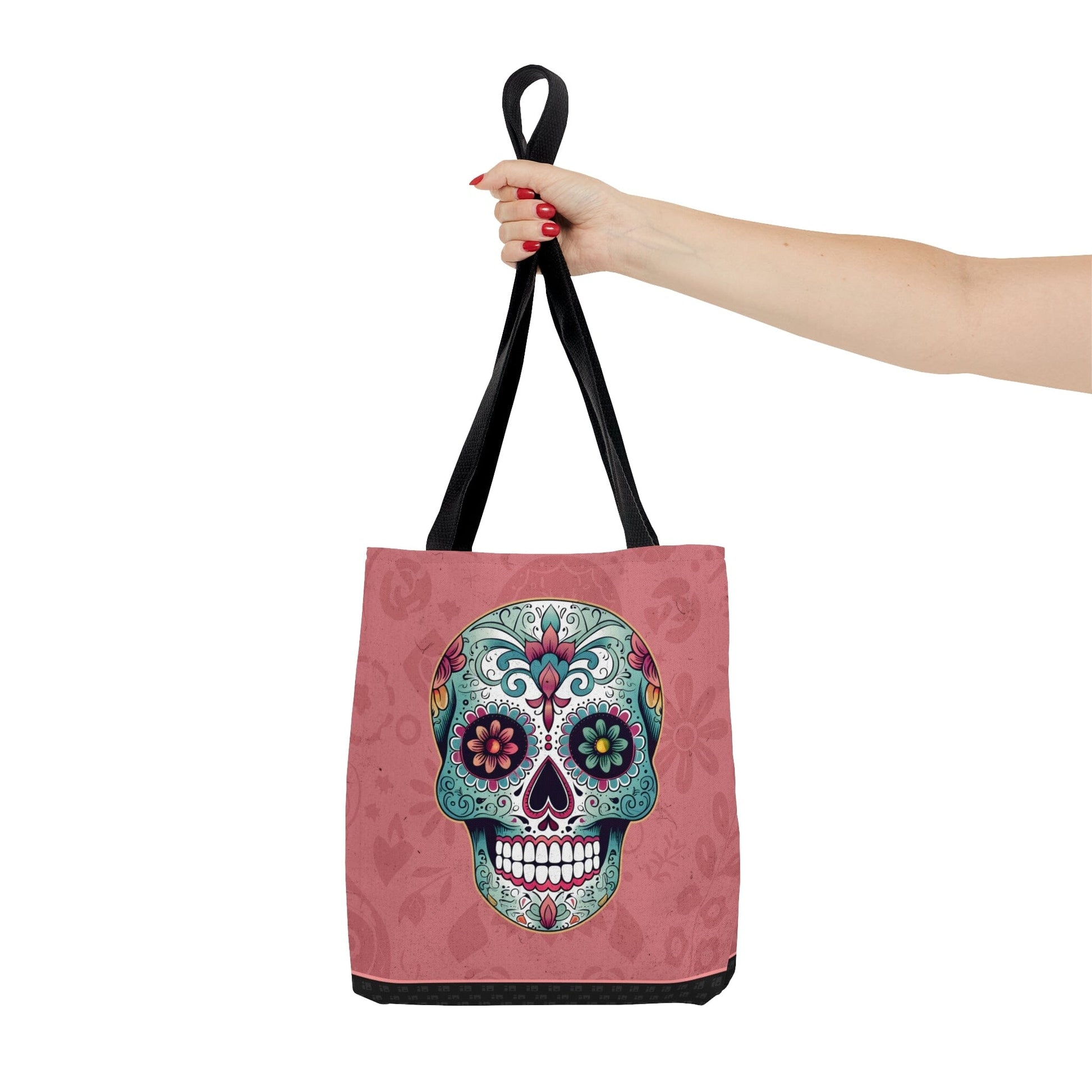Bright & Colorful Mexican Sugar Skull Tote Bag - Dia de los Muertos Calavera Inspired Shopping Bag Bags InkedOut 