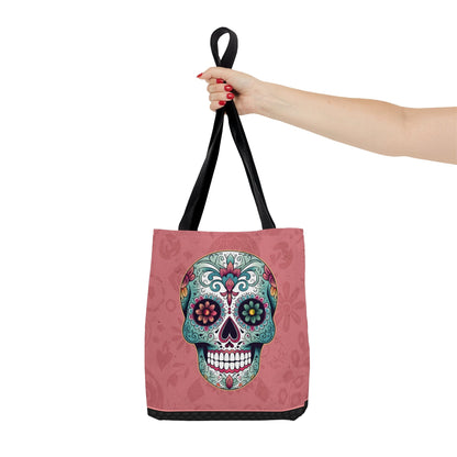 Bright & Colorful Mexican Sugar Skull Tote Bag - Dia de los Muertos Calavera Inspired Shopping Bag Bags InkedOut 