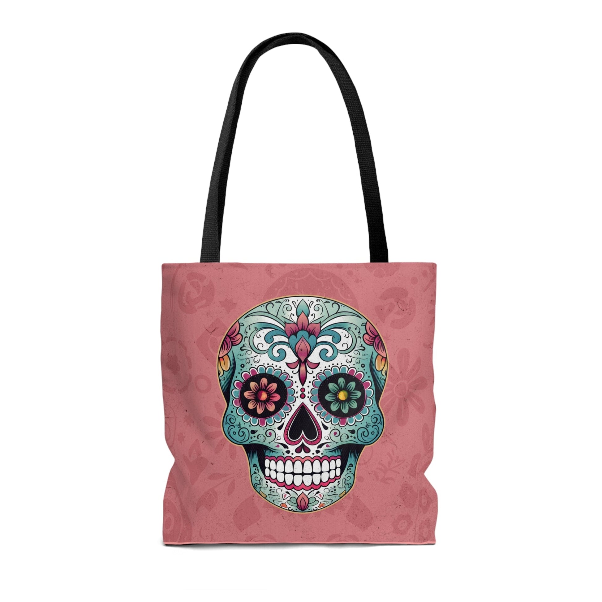 Bright & Colorful Mexican Sugar Skull Tote Bag - Dia de los Muertos Calavera Inspired Shopping Bag Bags InkedOut 