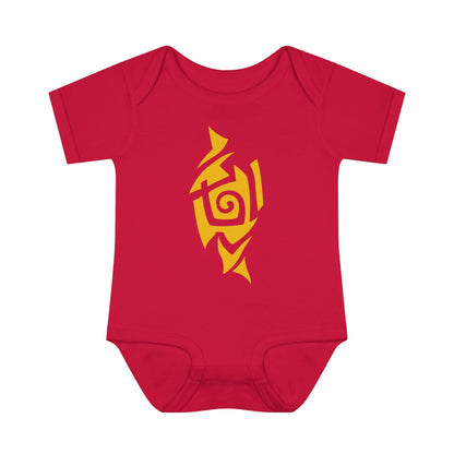 Caution Yellow Tribal Tattoo Baby Onesie™ Kids clothes Printify 6M Red 