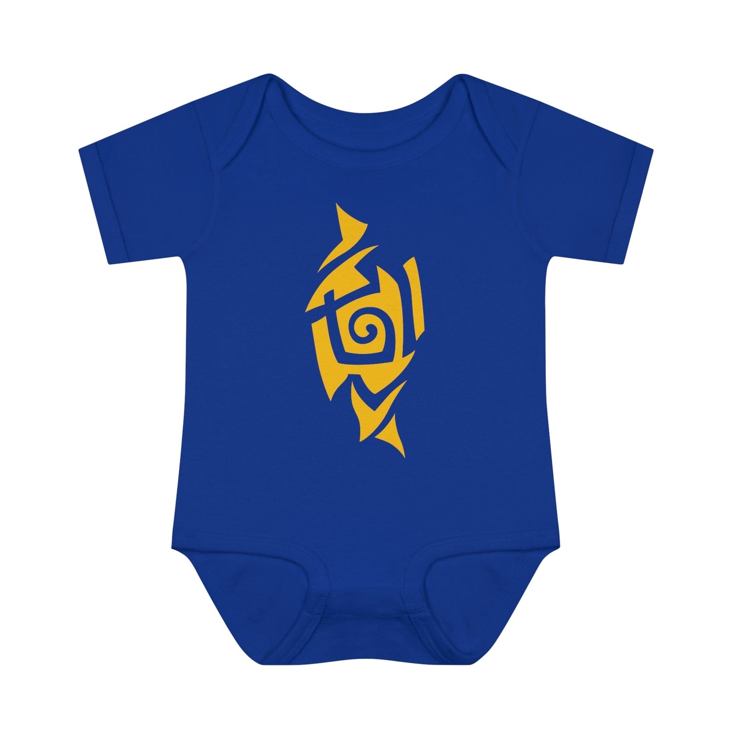 Caution Yellow Tribal Tattoo Baby Onesie™ Kids clothes Printify 6M Royal 