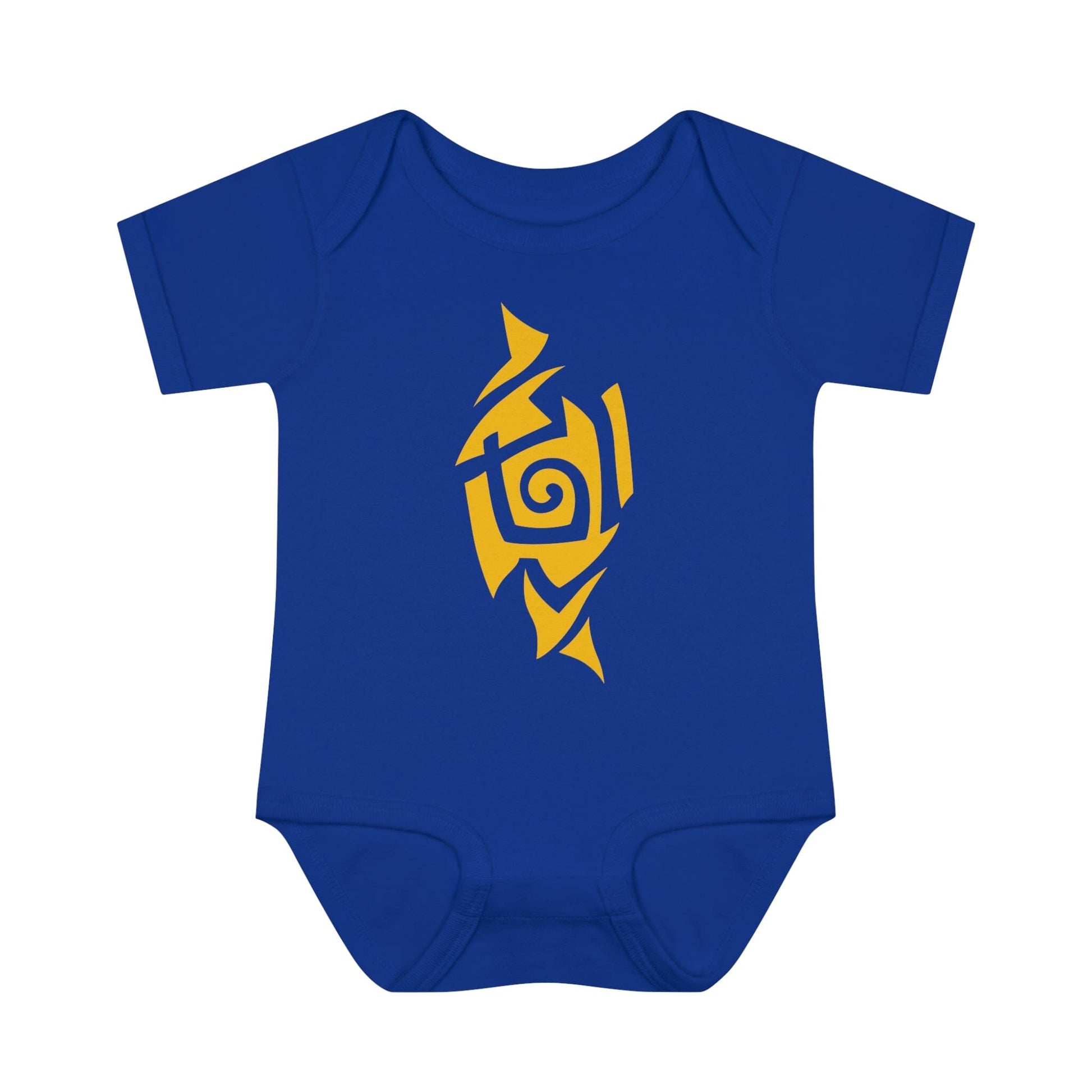 Caution Yellow Tribal Tattoo Baby Onesie™ Kids clothes Printify 6M Royal 