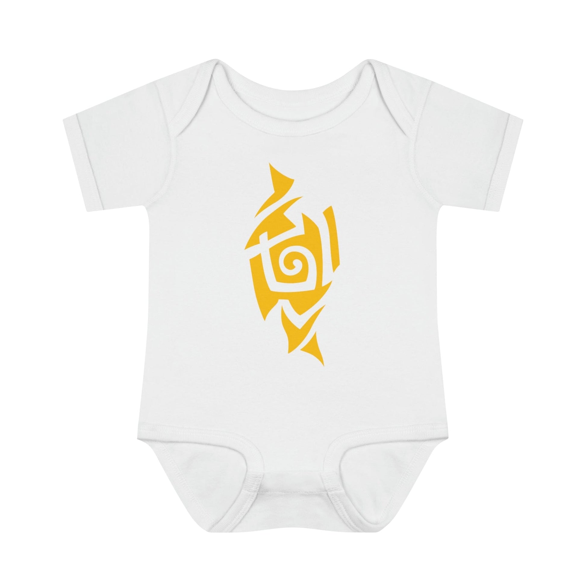 Caution Yellow Tribal Tattoo Baby Onesie™ Kids clothes Printify 6M White 