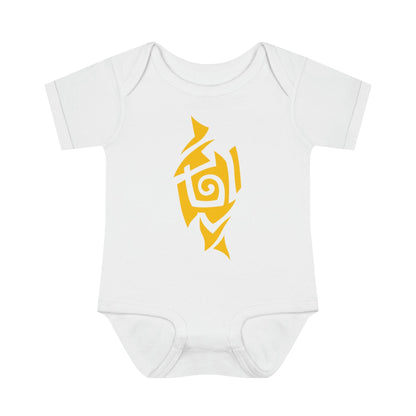 Caution Yellow Tribal Tattoo Baby Onesie™ Kids clothes Printify 6M White 