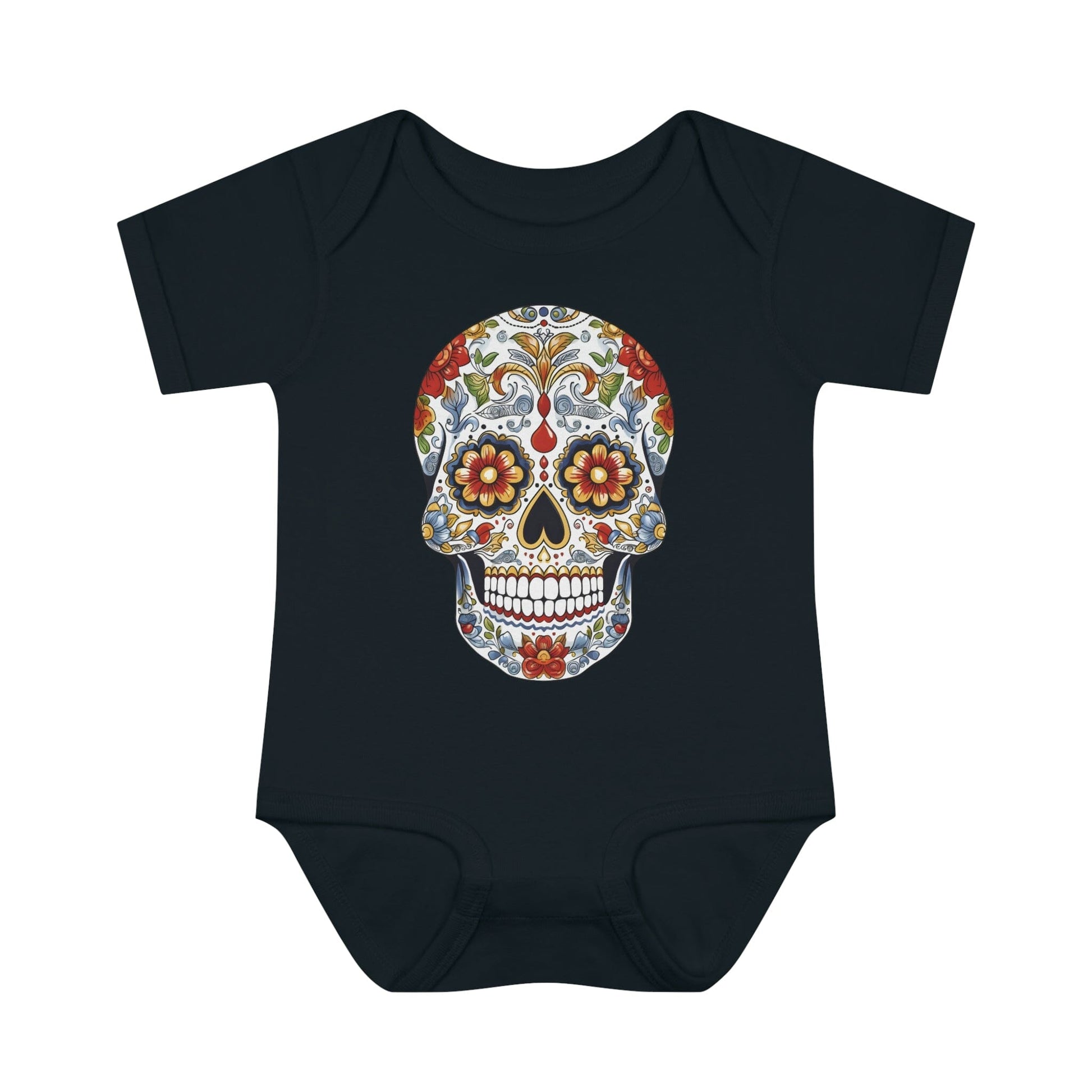 Edgy Baby Fashion- Cool Sugar Skull baby Onesie™ Kids clothes Printify 6M Black 