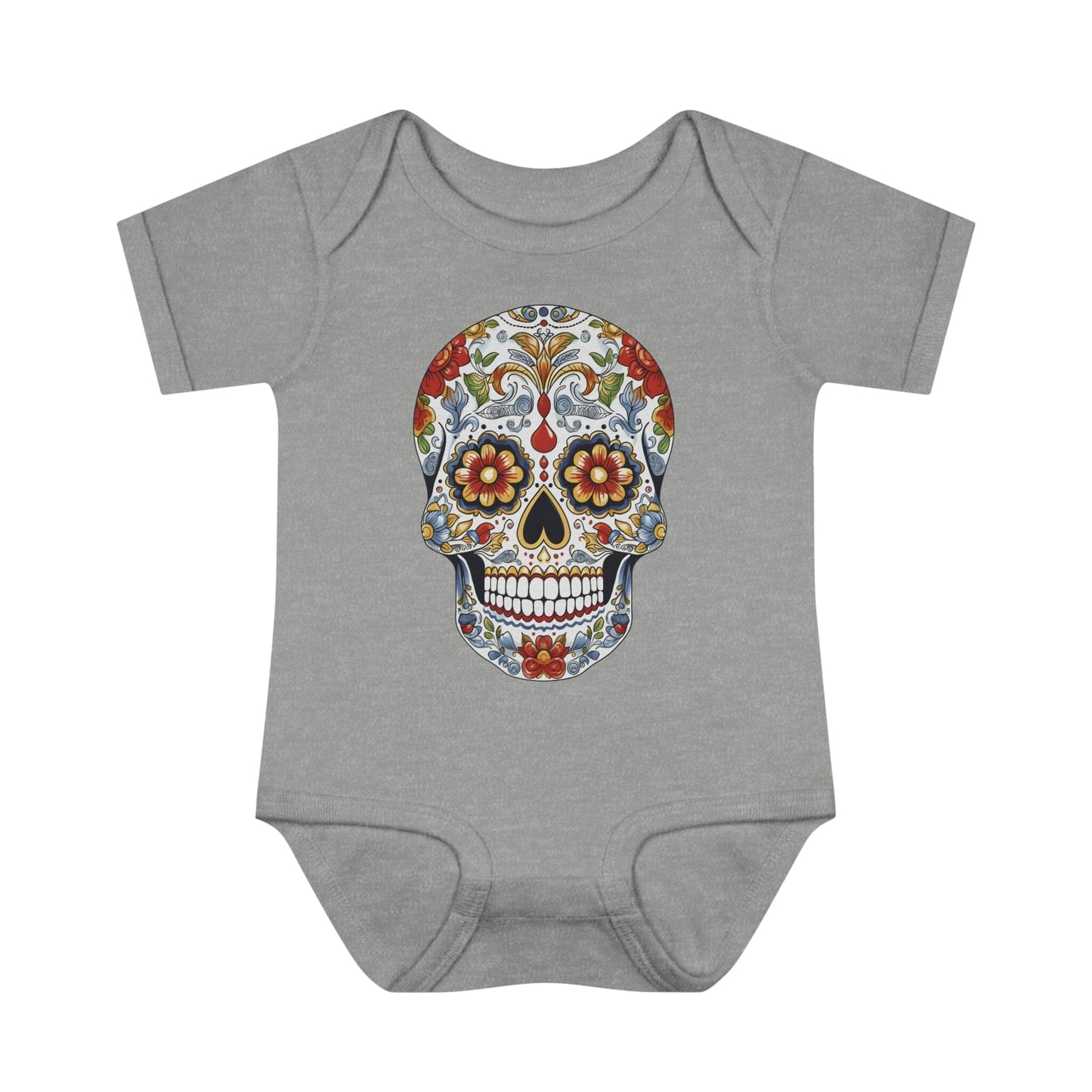 Edgy Baby Fashion- Cool Sugar Skull baby Onesie™ Kids clothes Printify 6M Heather 